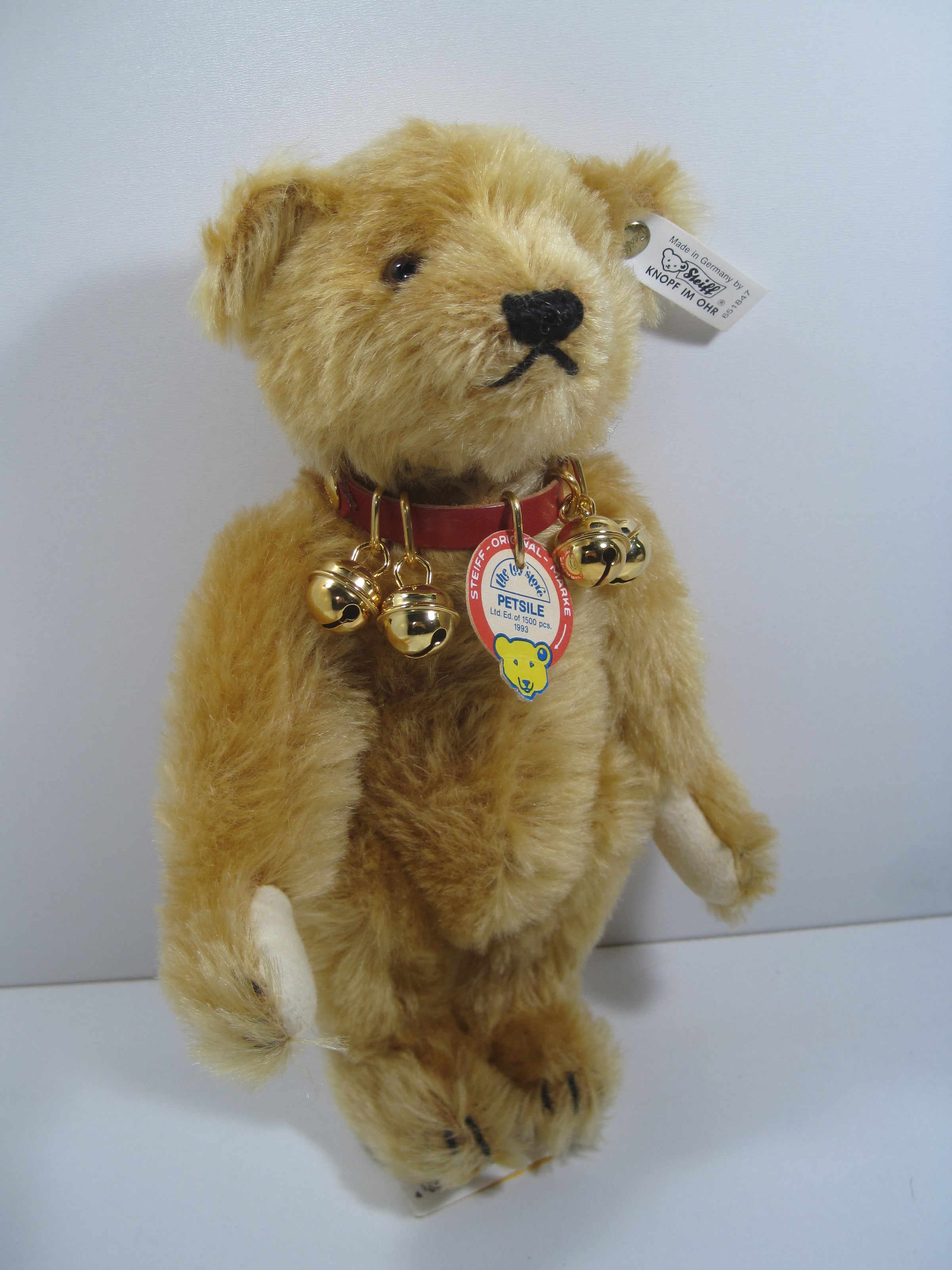 Steiff Petsile Teddy Bear With Jingle Bell Collar And All IDs