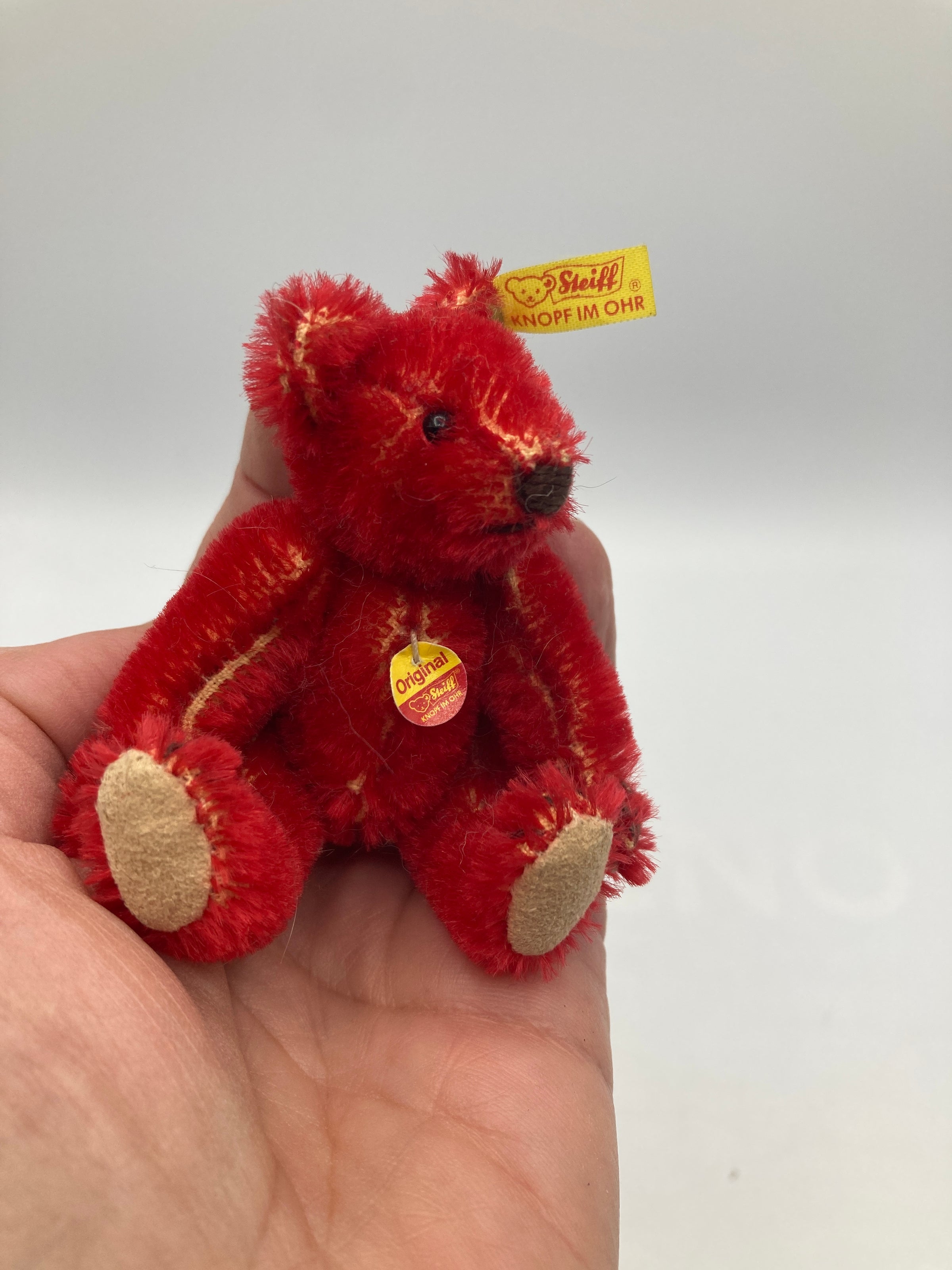 Steiff Miniature Red Mohair Bear With All IDs | My Site