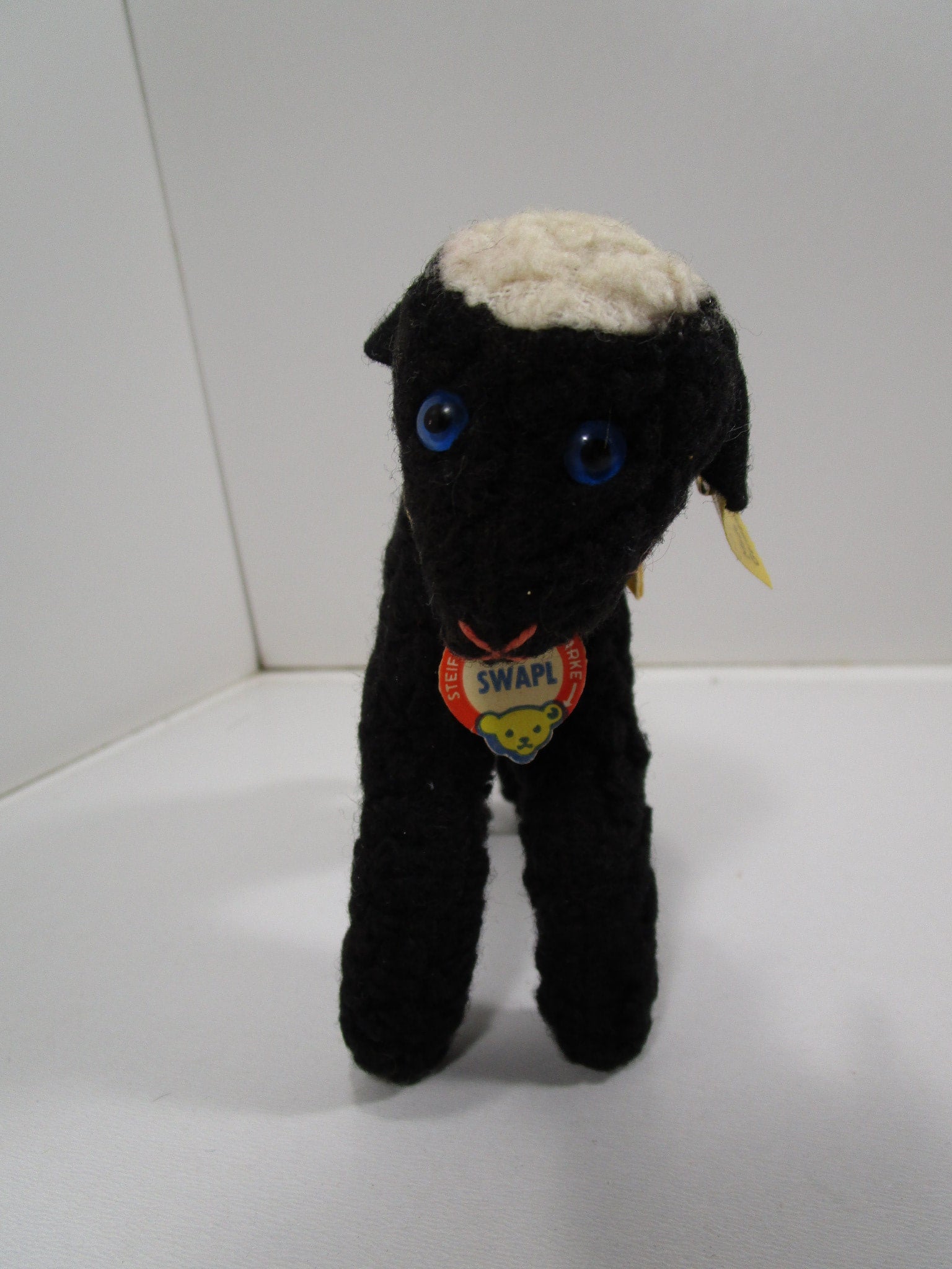 ヴィンテージ シュタイフ ペルシャラムのSwaple 黒羊 Steiff ドイツ Vintage Steiff Swapl Small Persian Black Lamb Sheep 10cm 1957-66