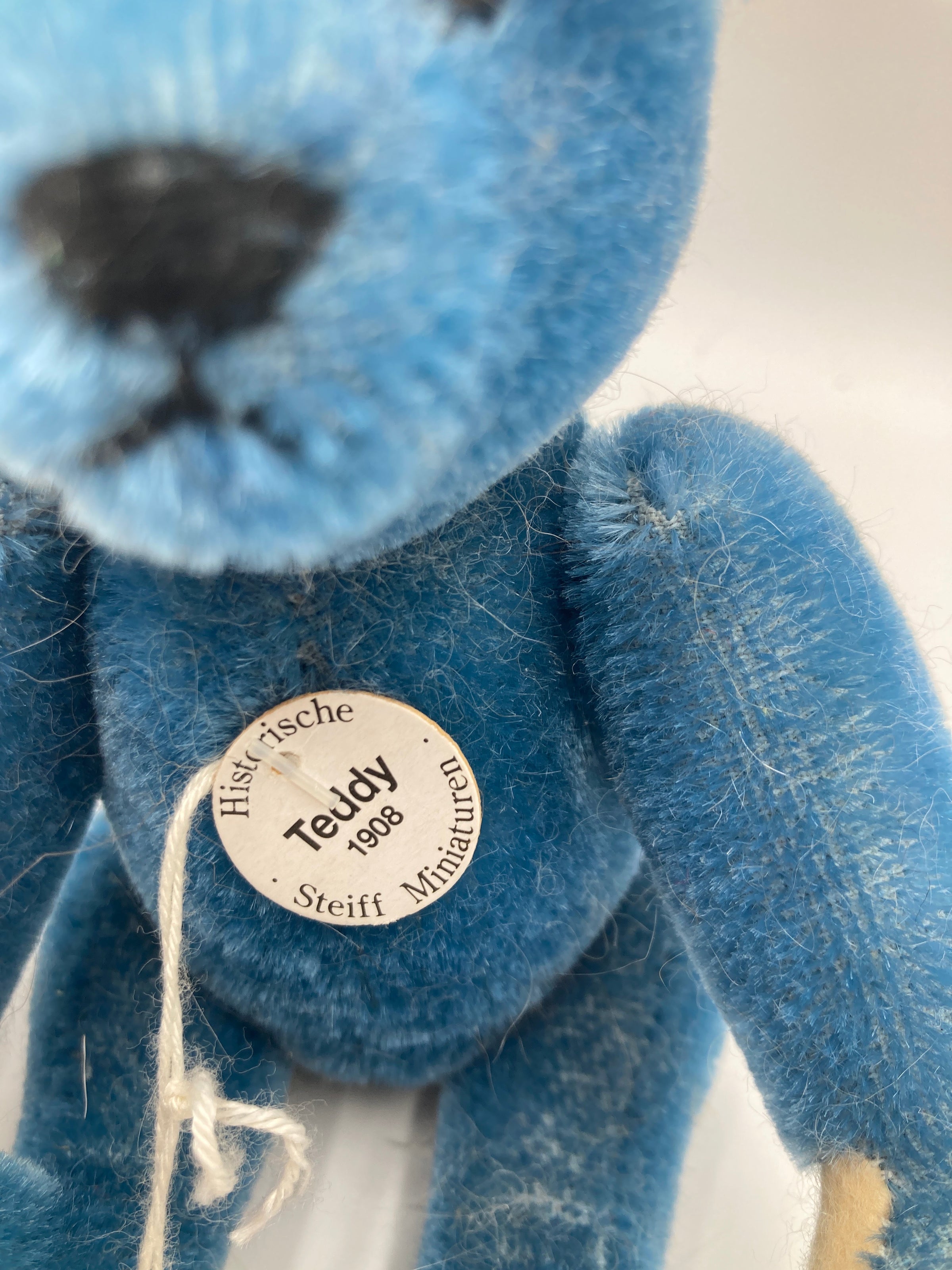 Steiff Smaller Blue Mohair Elliot Teddy Bear Replica With All IDs
