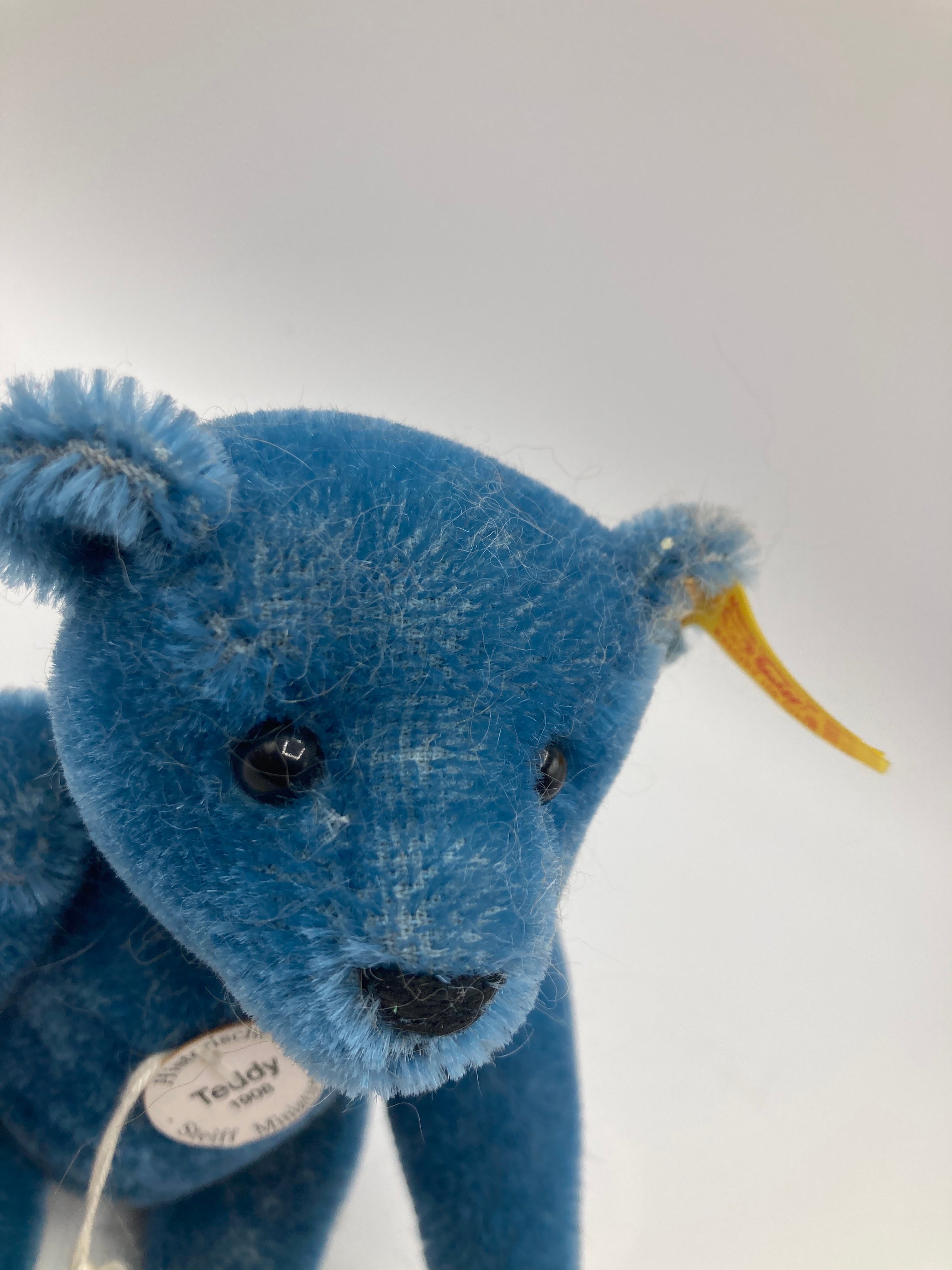 Steiff Smaller Blue Mohair Elliot Teddy Bear Replica With All IDs