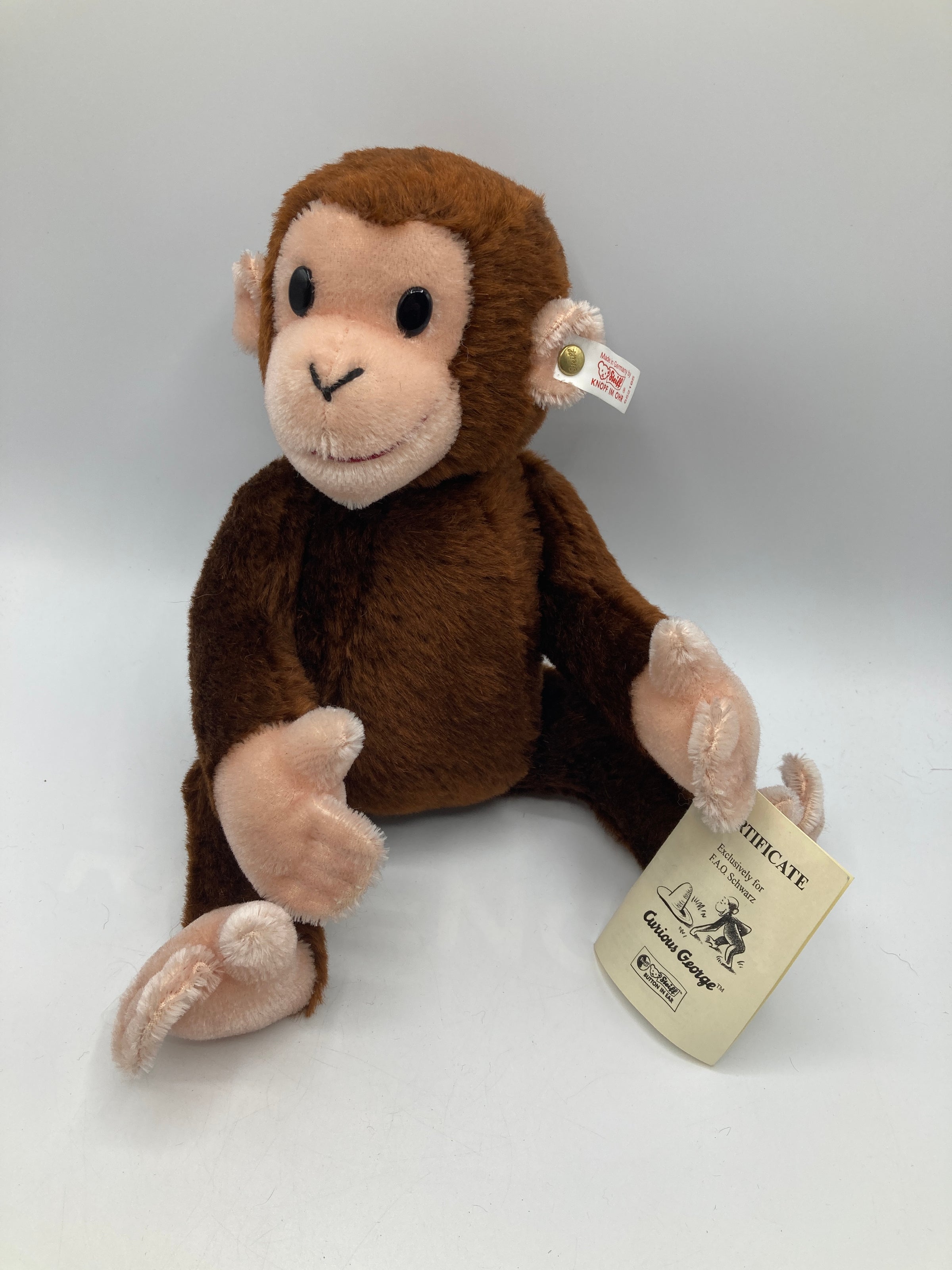Steiff Mohair Curious George FAO Schwarz Exclusive With All IDs