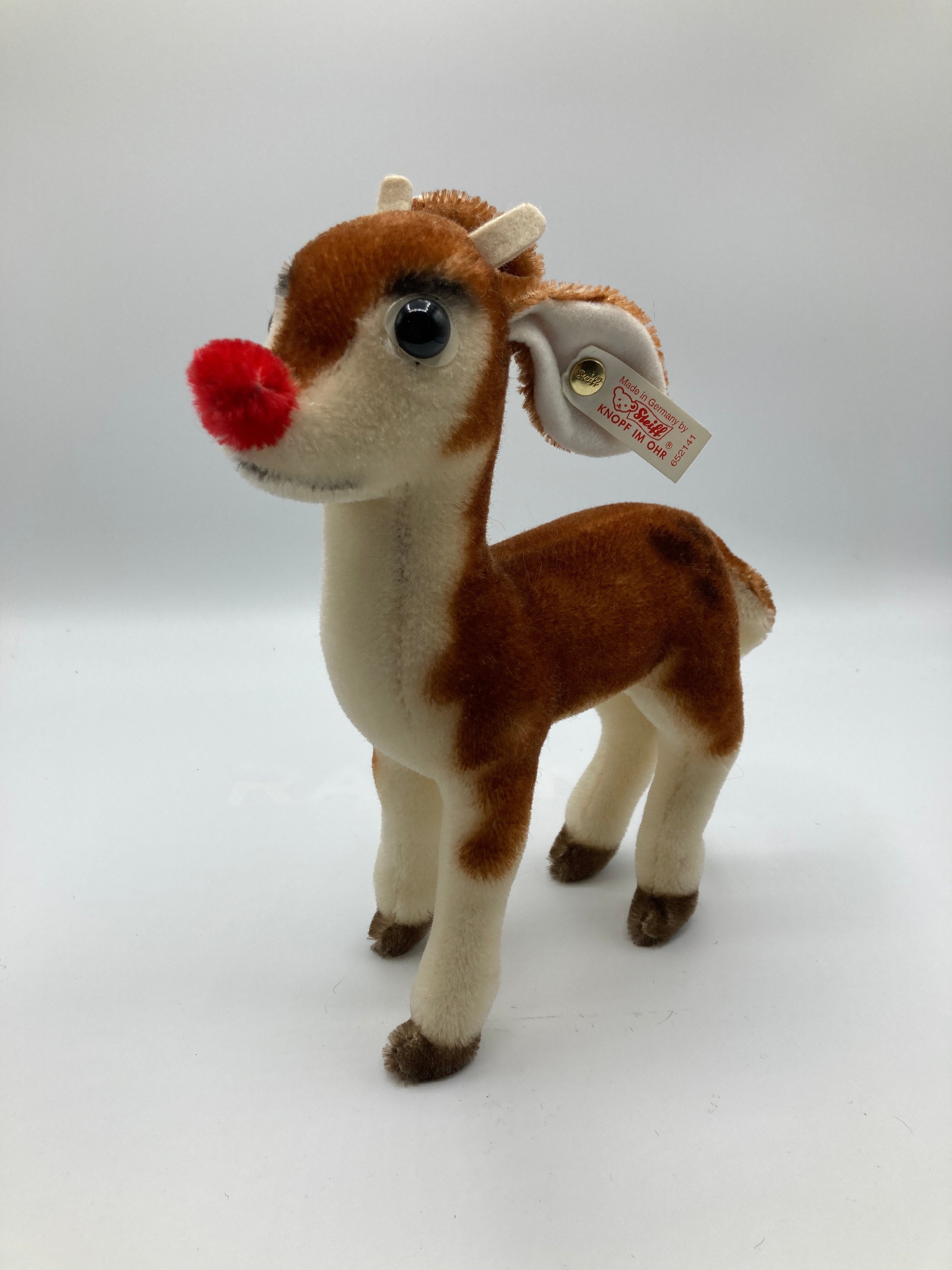 Steiff Mohair Rudolph The Red Nosed Reindeer With All IDs For FAO