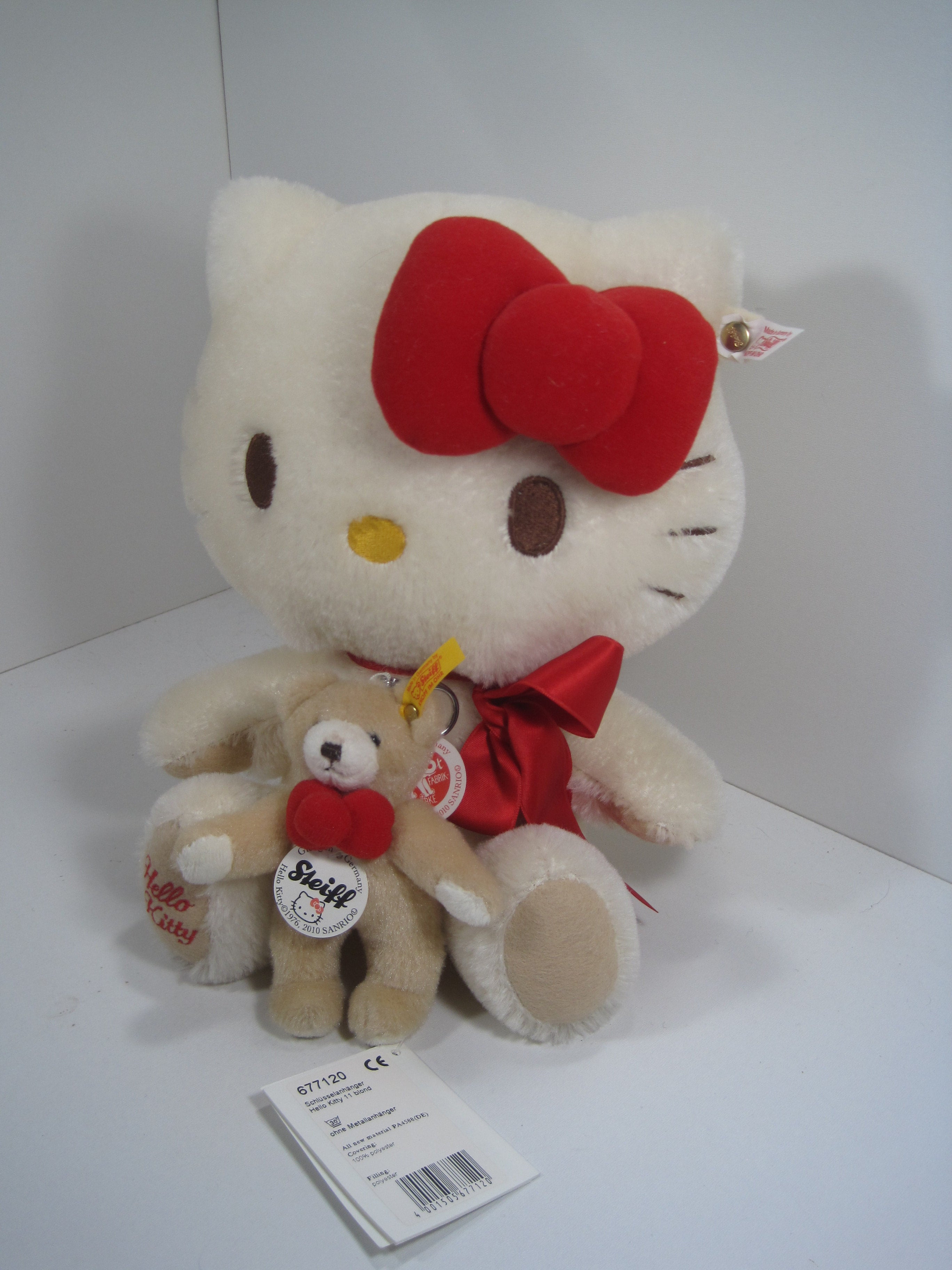 Steiff Hello Kitty Sanrio White Mohair Cat and Teddy Bear