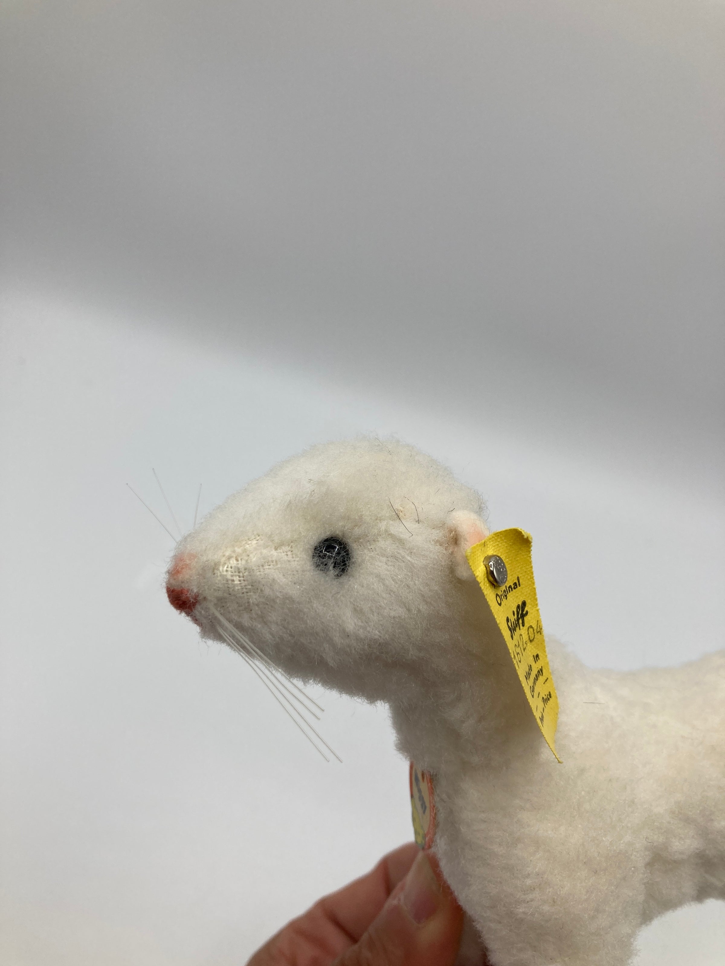 Steiff White Dralon Wiggy Weasel With All IDs | My Site