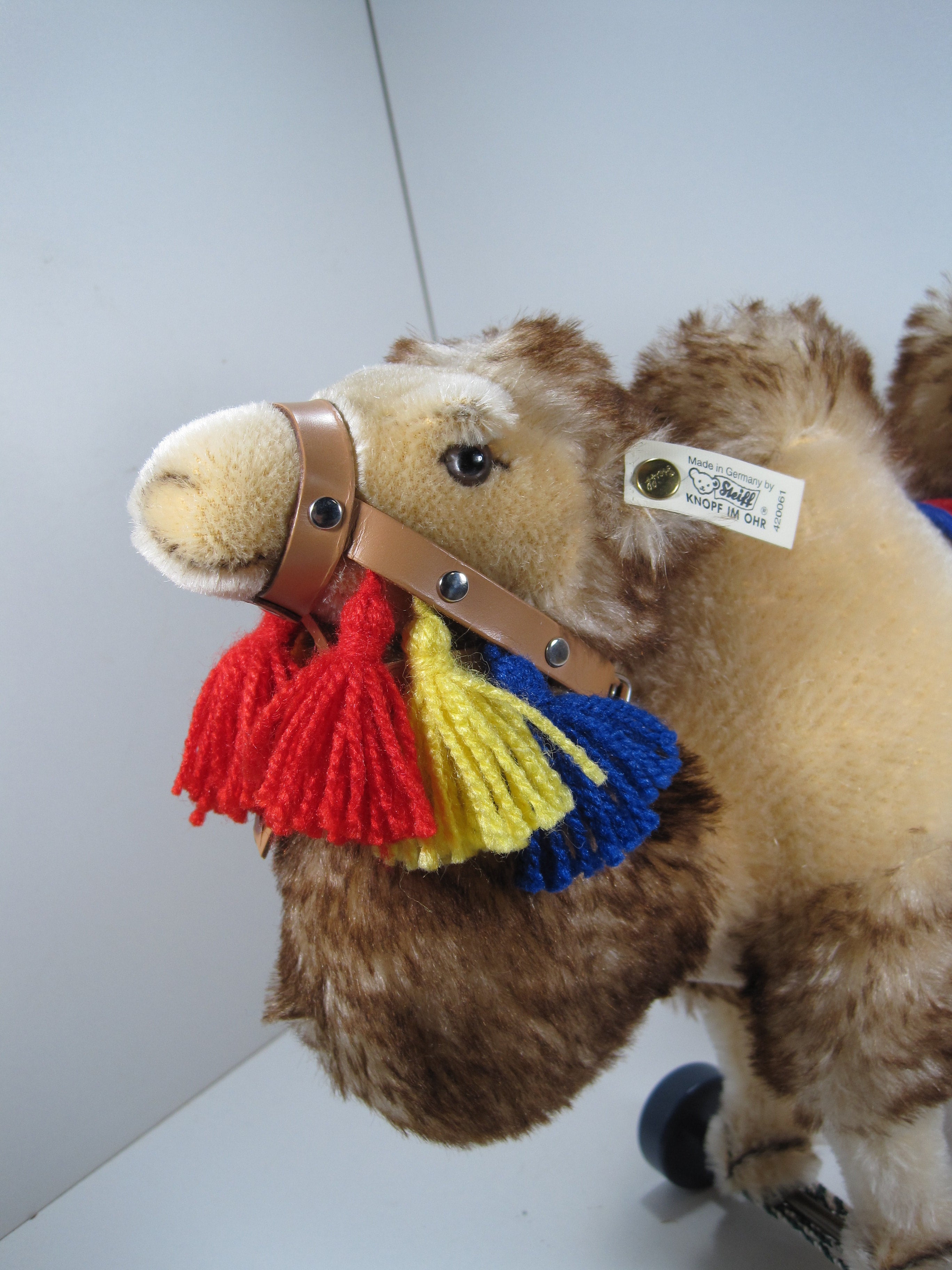 Steiff Gorgeous Mohair Replica Camel On Wooden Wheels With IDs