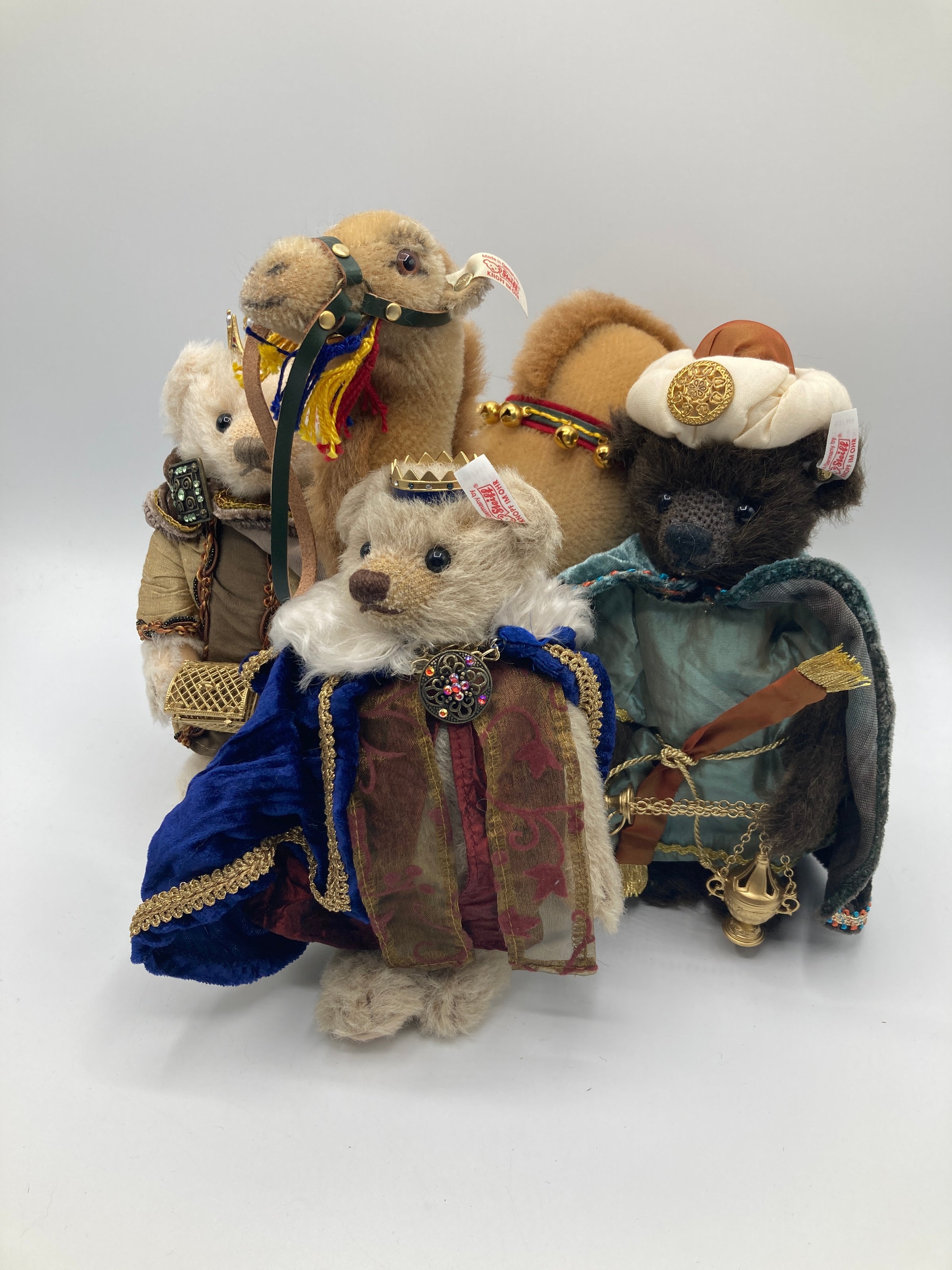 Steiff Nativity Set With The Three Kings Alpaca Teddy Bears and