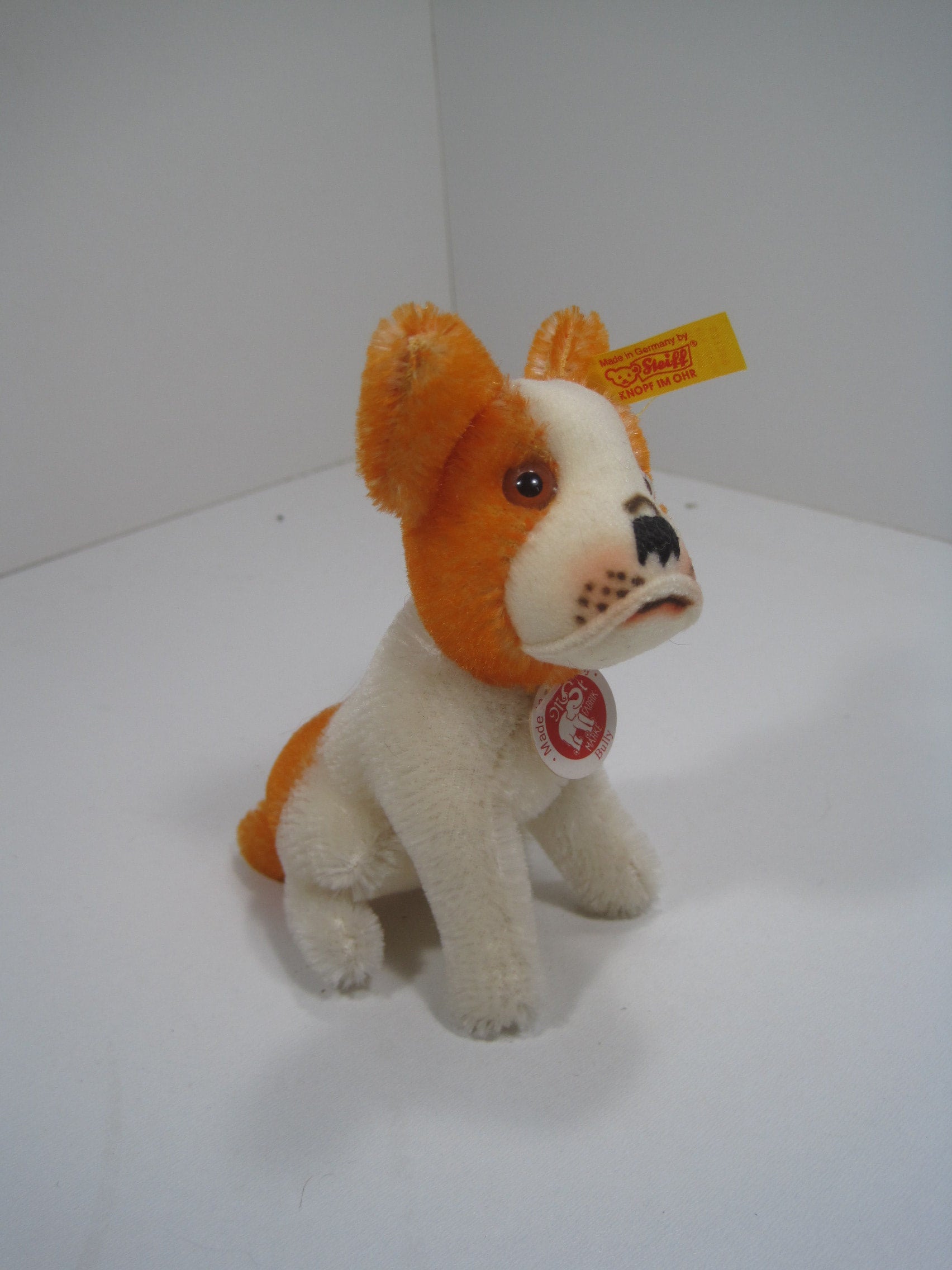 Steiff Small Orange and White Mohair Replica Bully Bulldog With