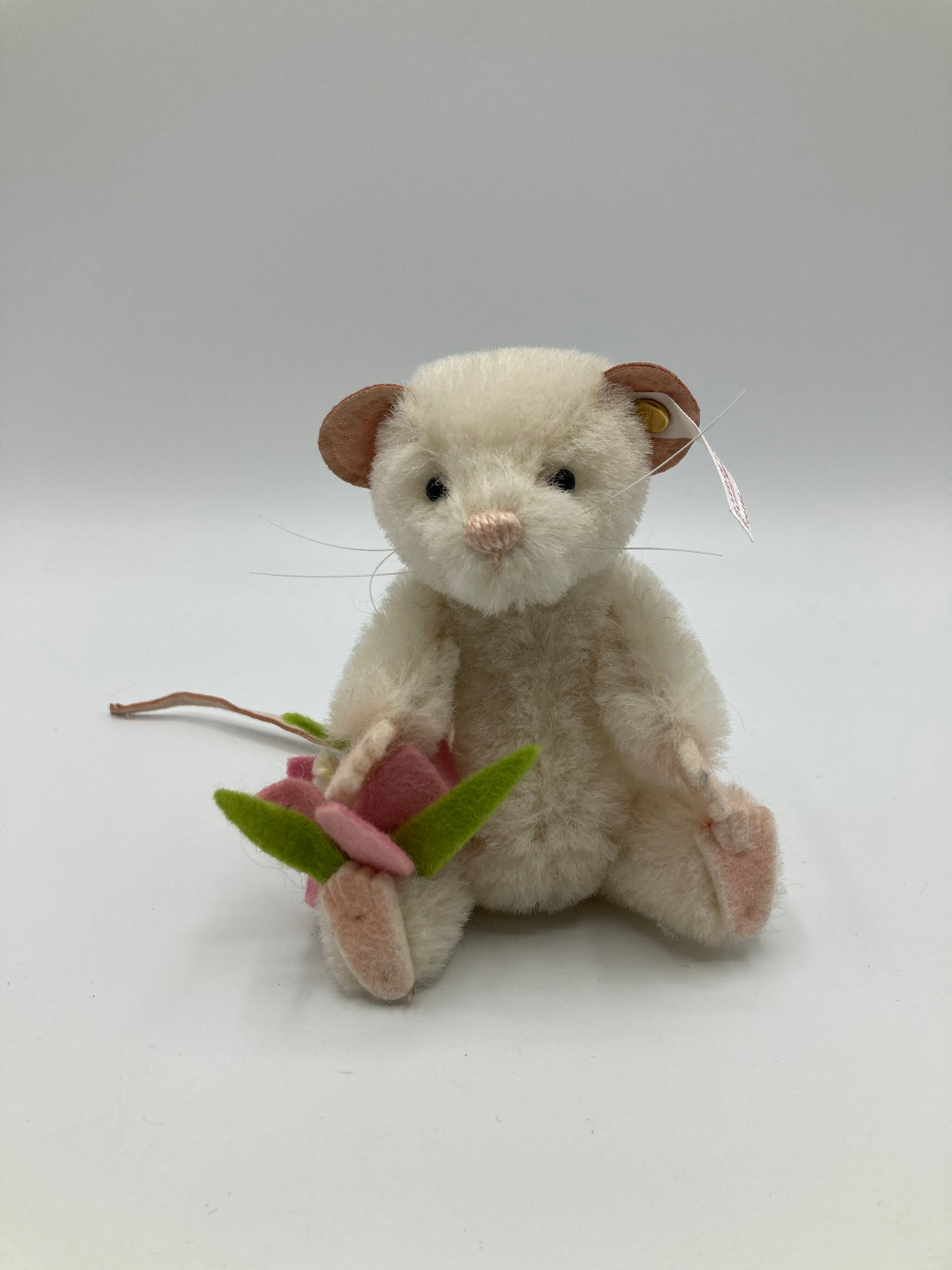 Steiff White Alpaca Lizzy Mouse with Flowers Limited Edition With