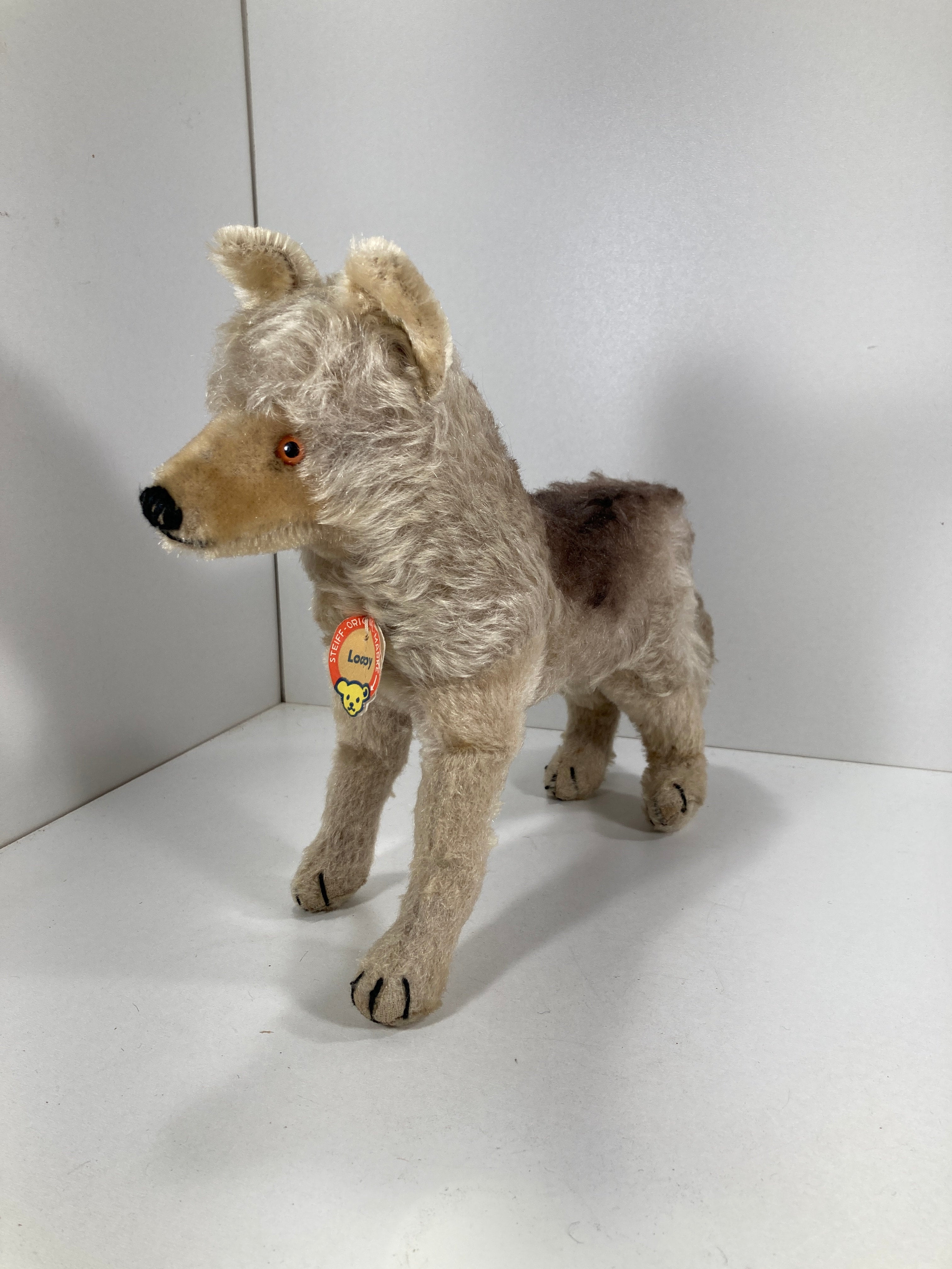Steiff Standing Grey Mohair Loopy Wolf With IDs MADE FOR 1 YEAR
