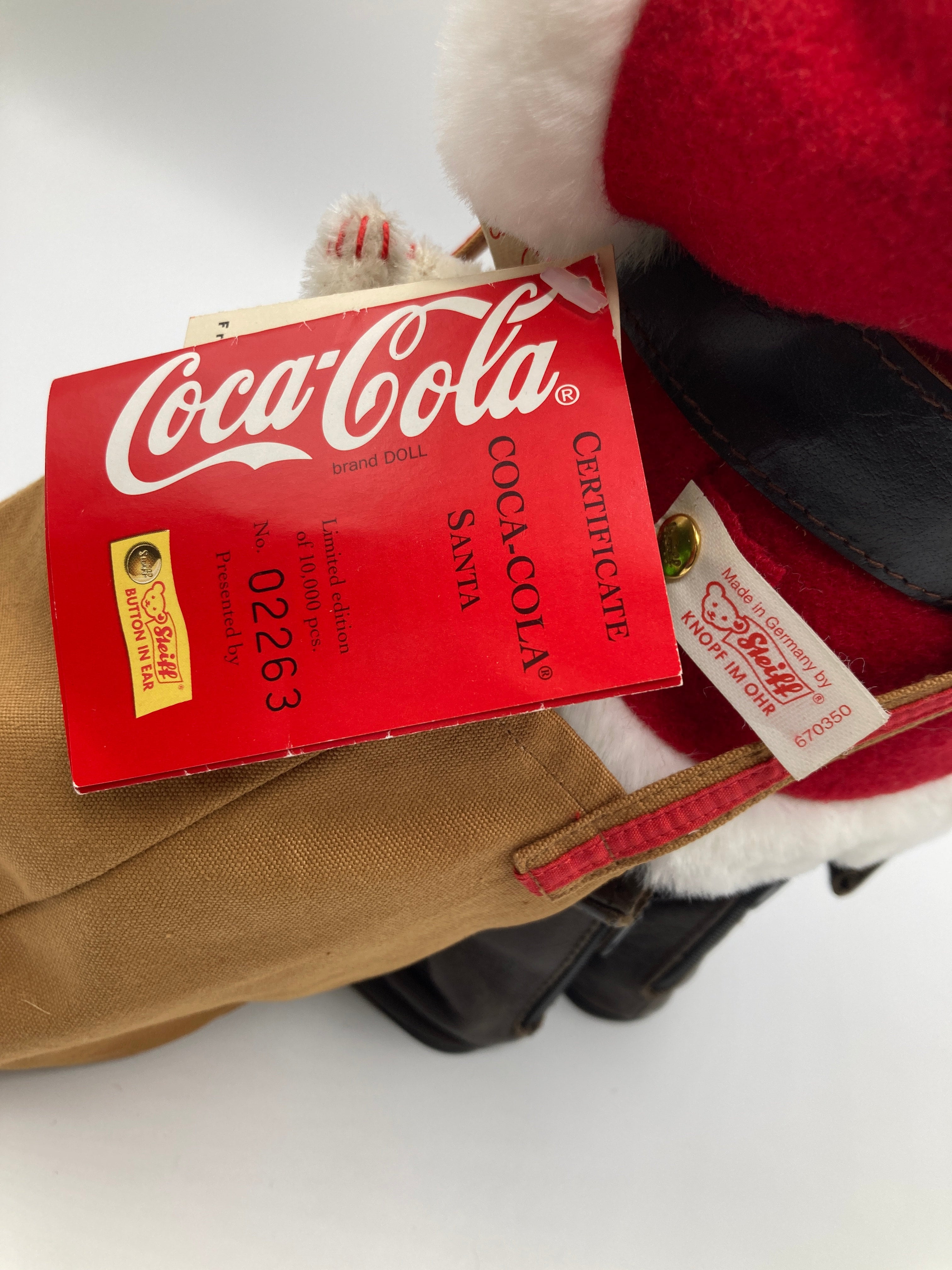 Steiff Limited Edition Coca Cola Santa Claus With Toy Teddy Bear
