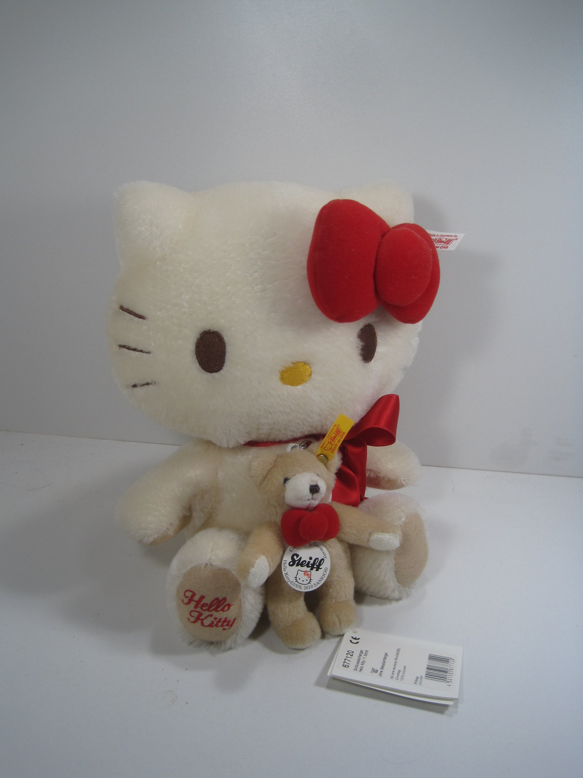 Steiff Hello Kitty Sanrio White Mohair Cat and Teddy Bear Limited