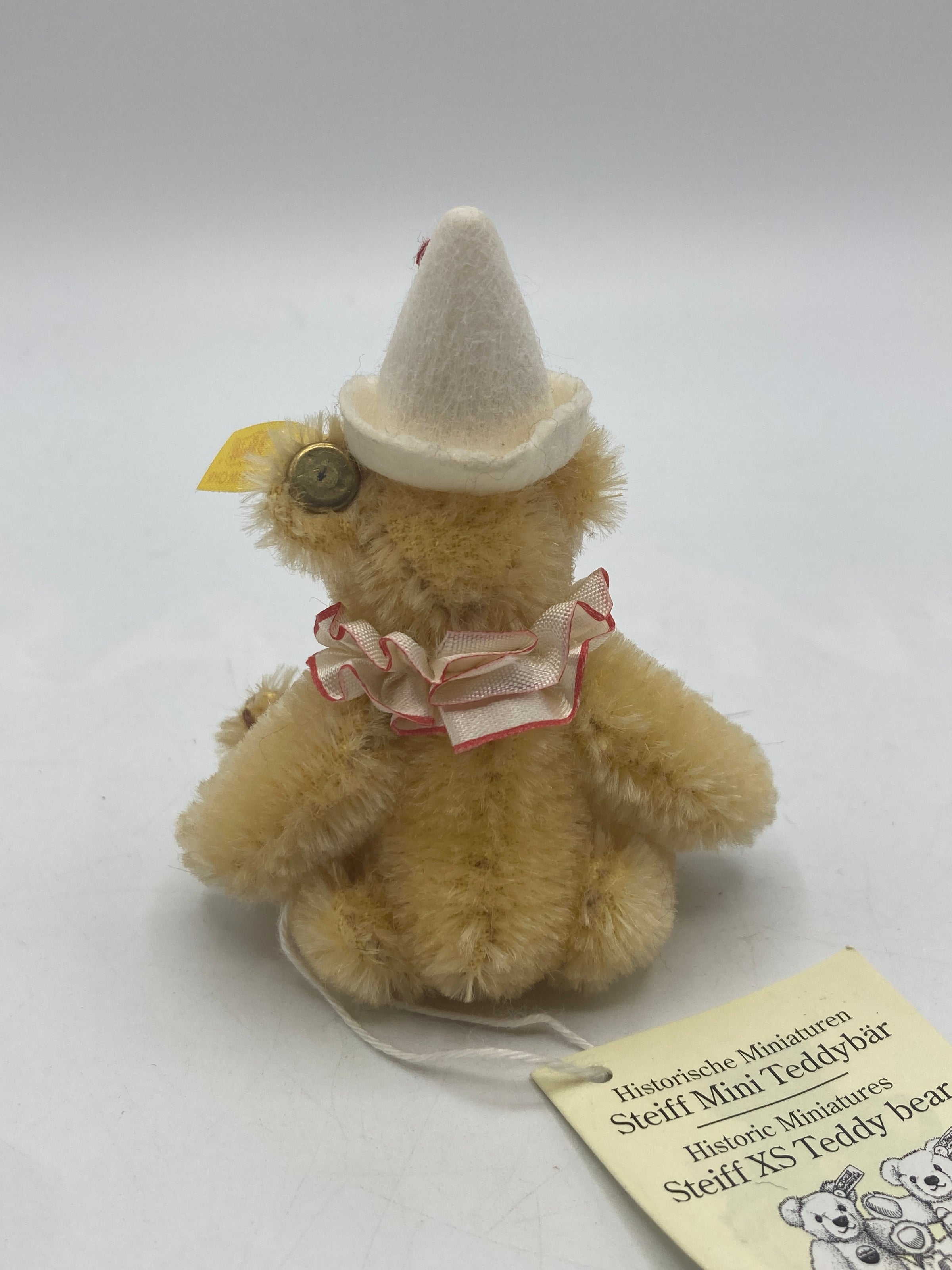 Steiff Remarkably Tiny Gold Mohair Teddy Clown Bear With All IDs