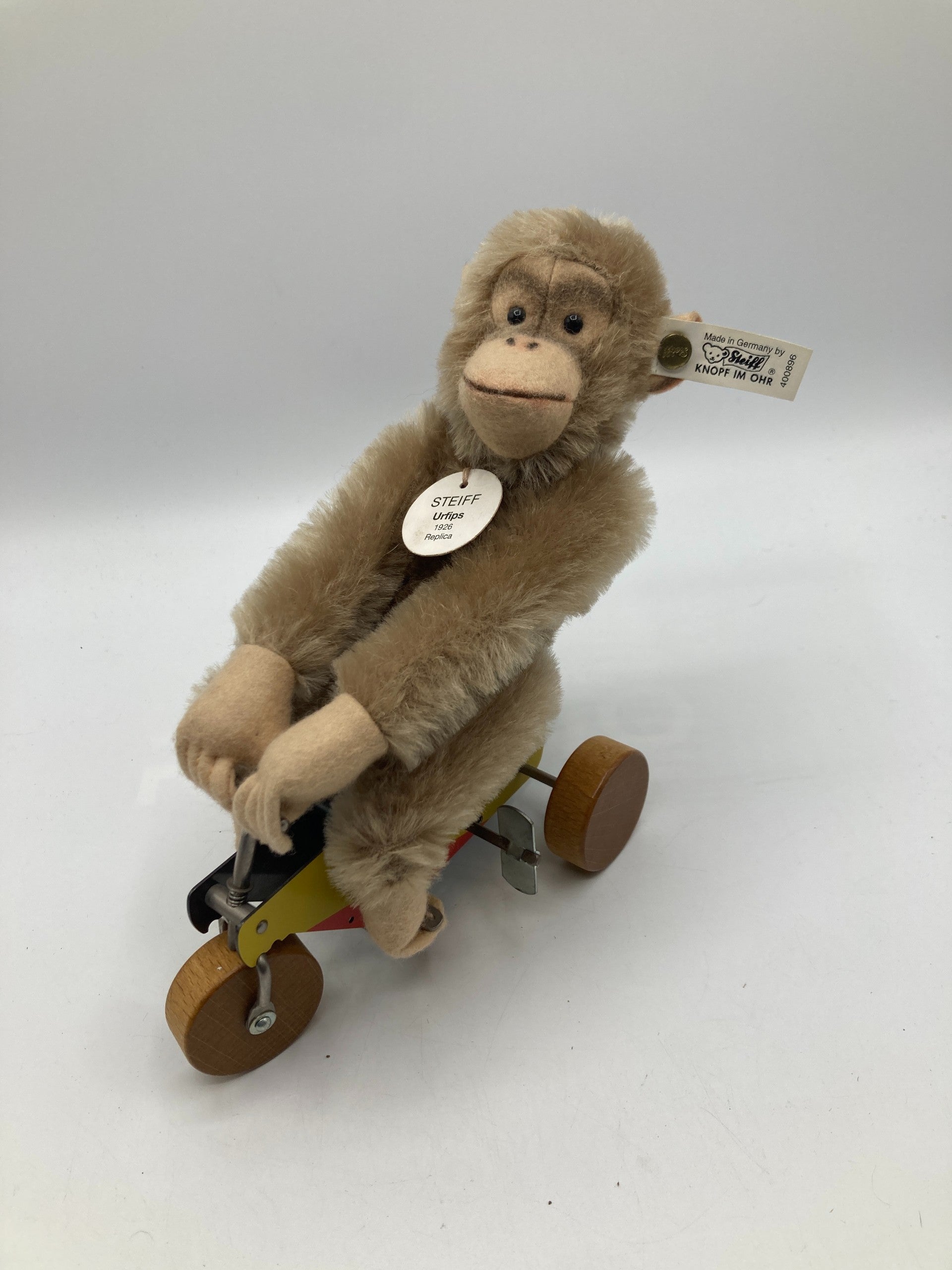 Steiff Mohair Urfips Monkey On A Clockwork Cart With All IDs | My Site