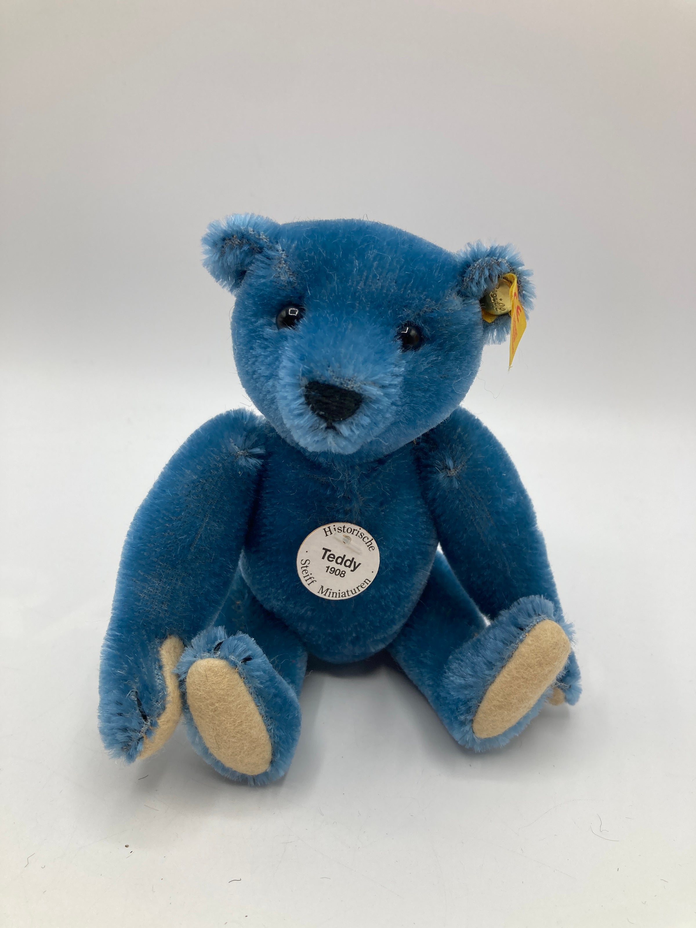 Steiff Smaller Blue Mohair Elliot Teddy Bear Replica With All IDs
