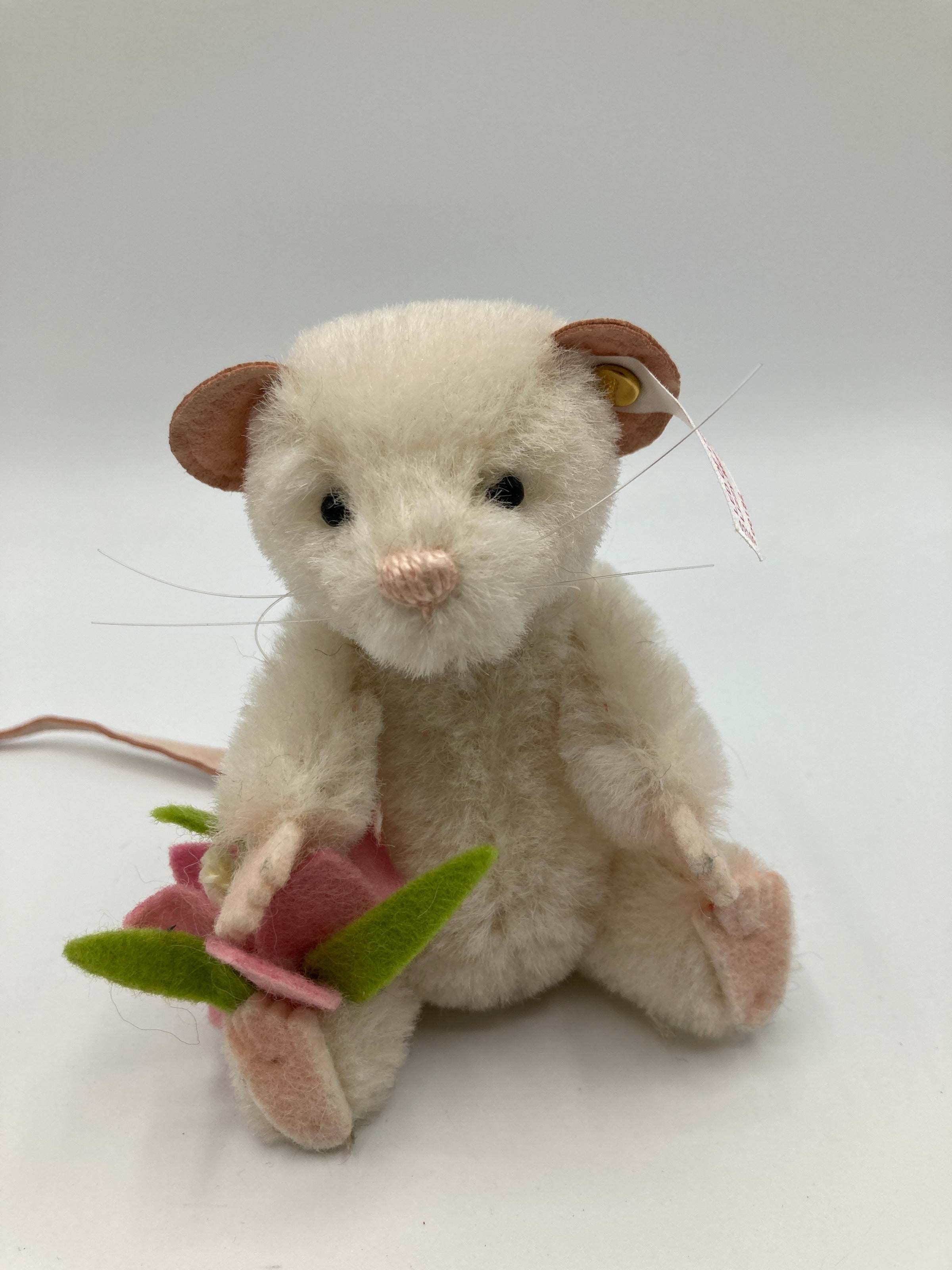 Steiff White Alpaca Lizzy Mouse with Flowers Limited Edition