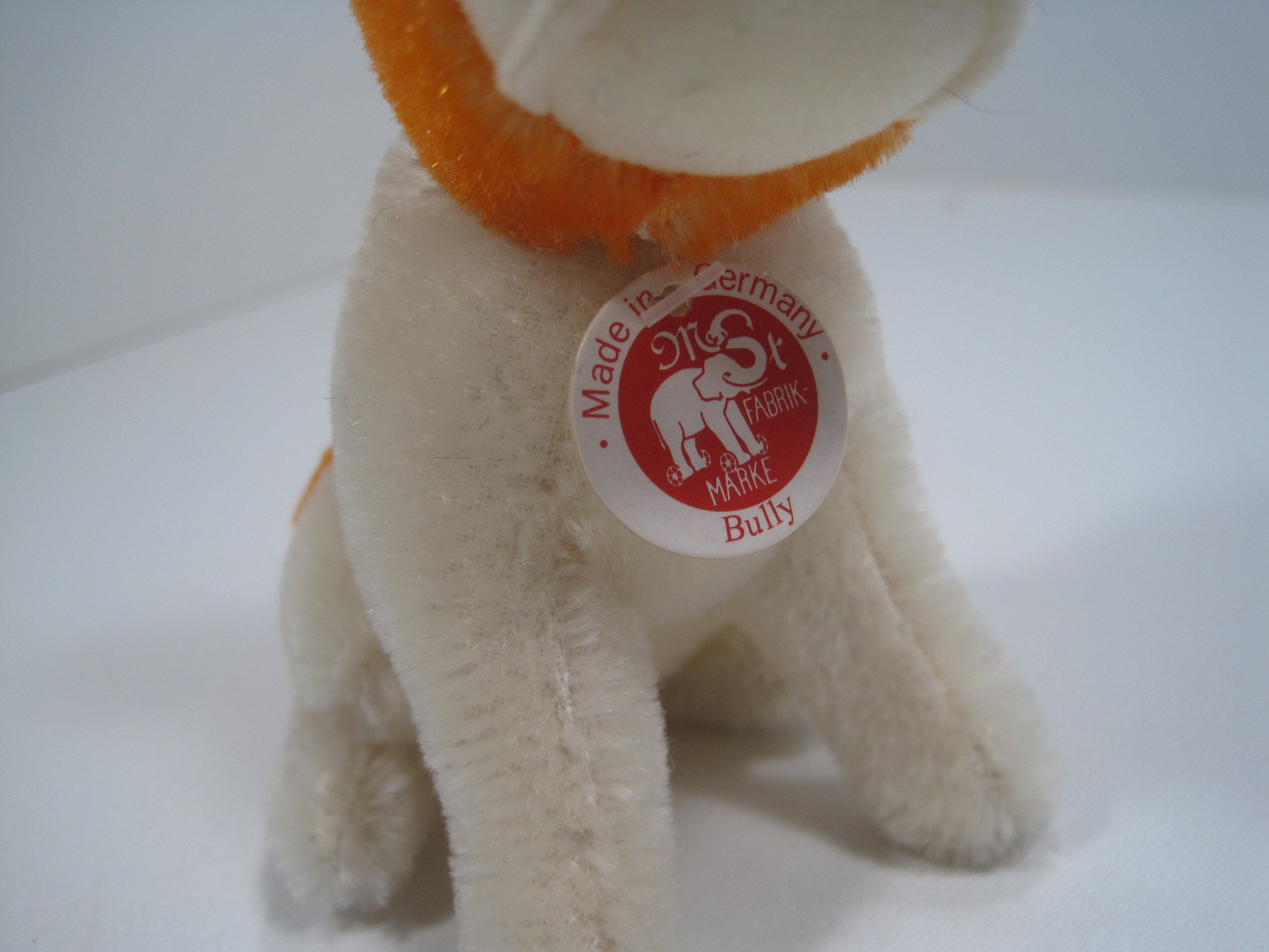 Steiff Small Orange and White Mohair Replica Bully Bulldog With