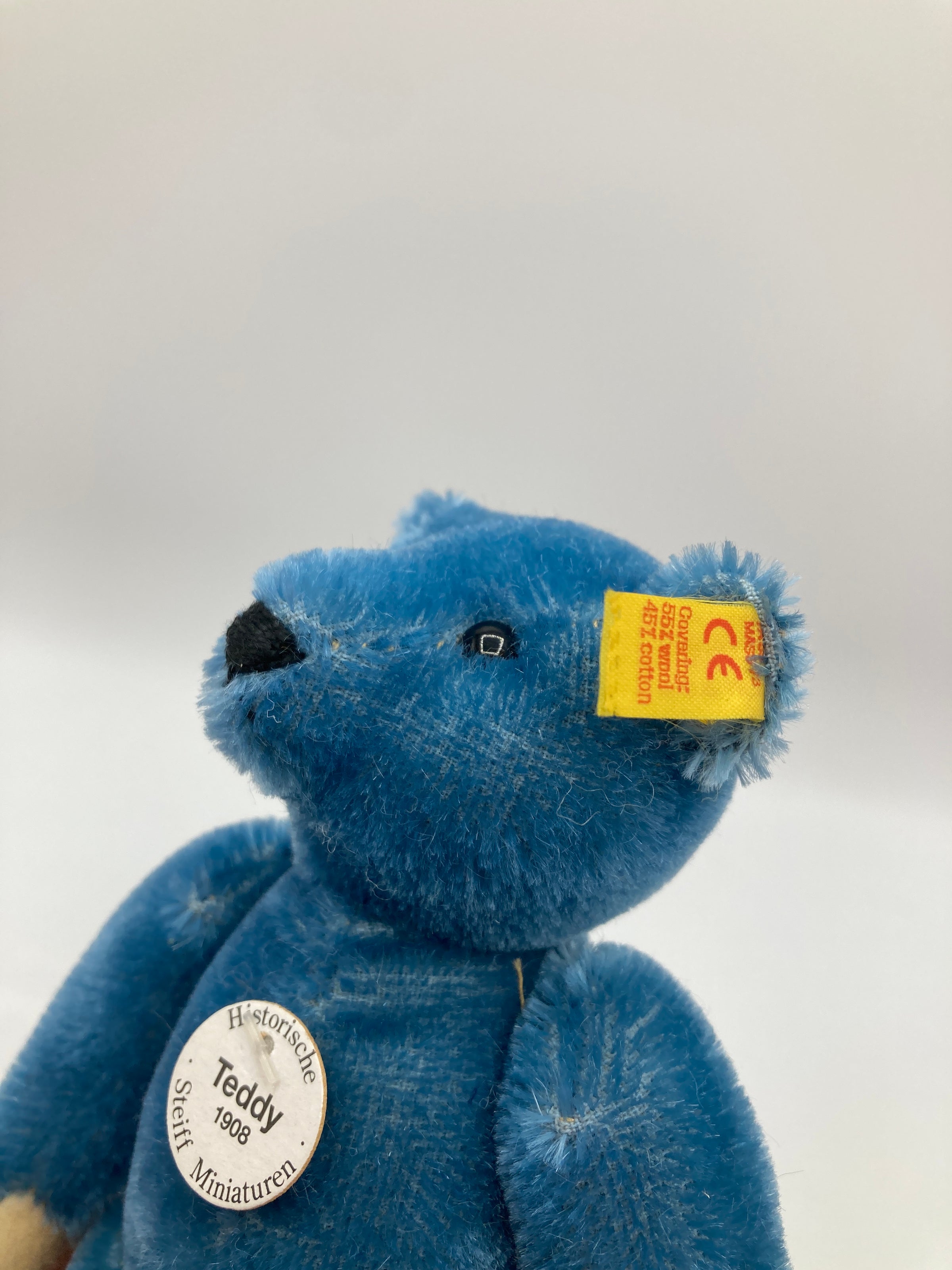 Steiff Smaller Blue Mohair Elliot Teddy Bear Replica With All IDs