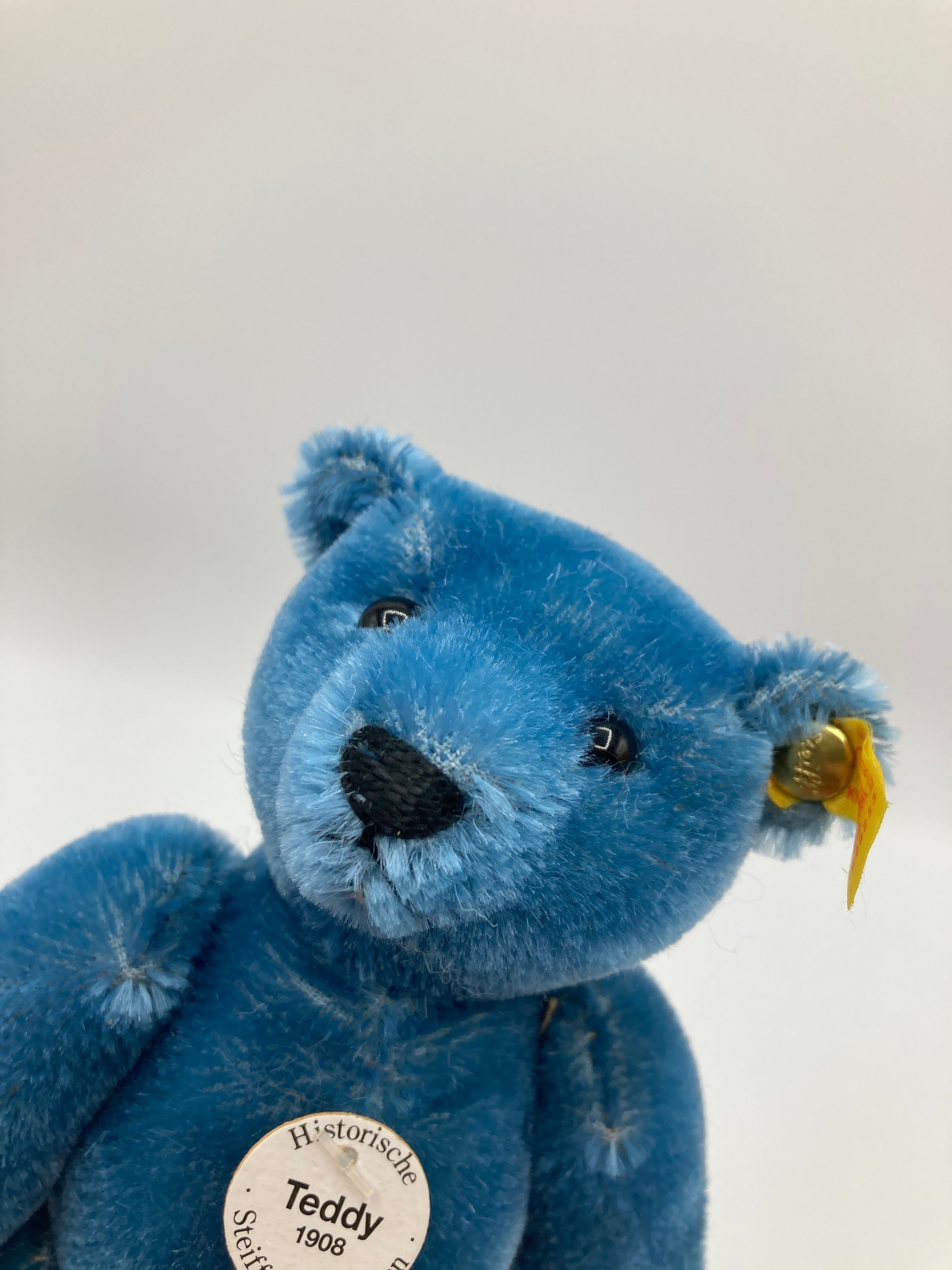Steiff Smaller Blue Mohair Elliot Teddy Bear Replica With All IDs