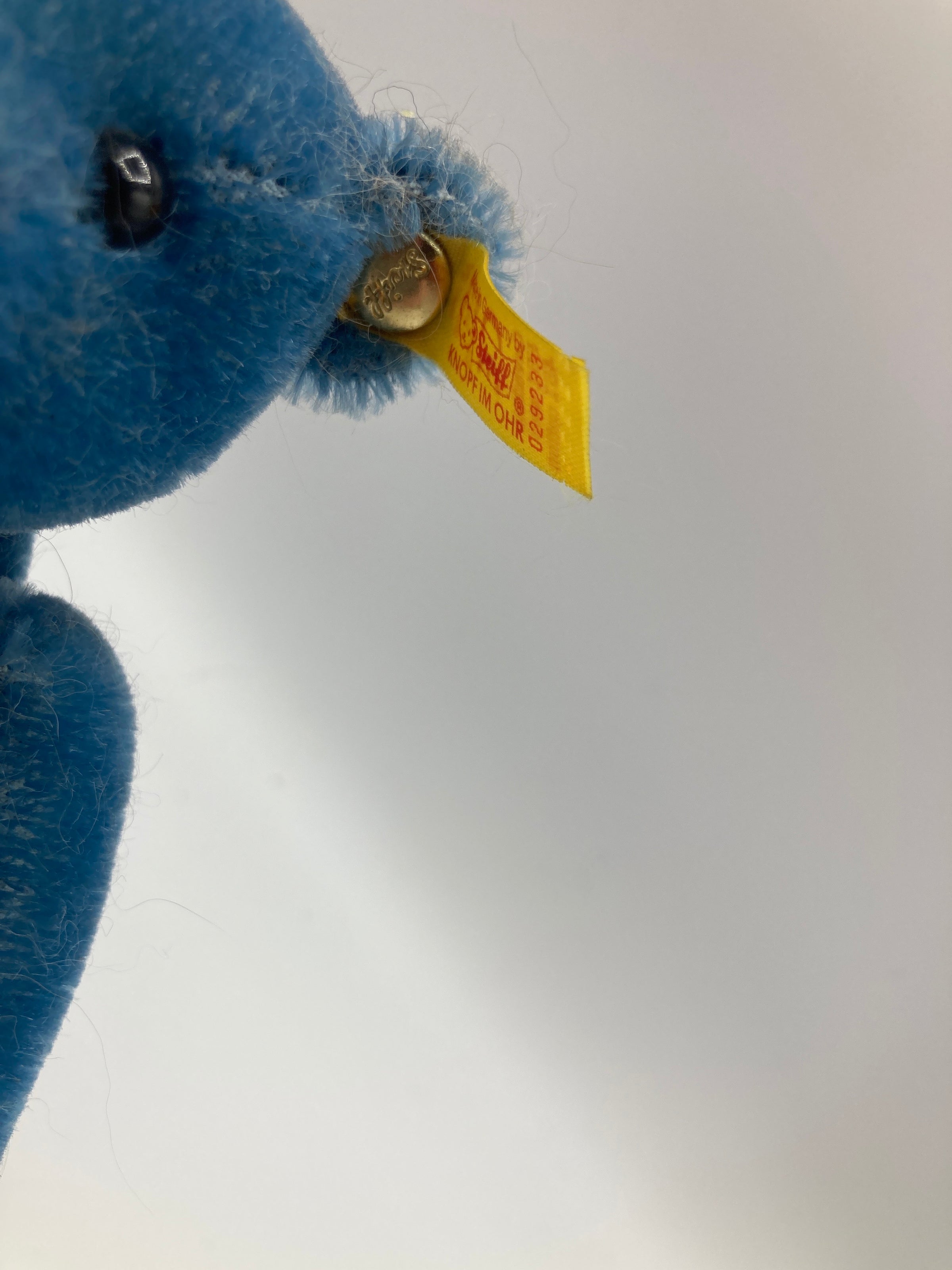 Steiff Smaller Blue Mohair Elliot Teddy Bear Replica With All IDs