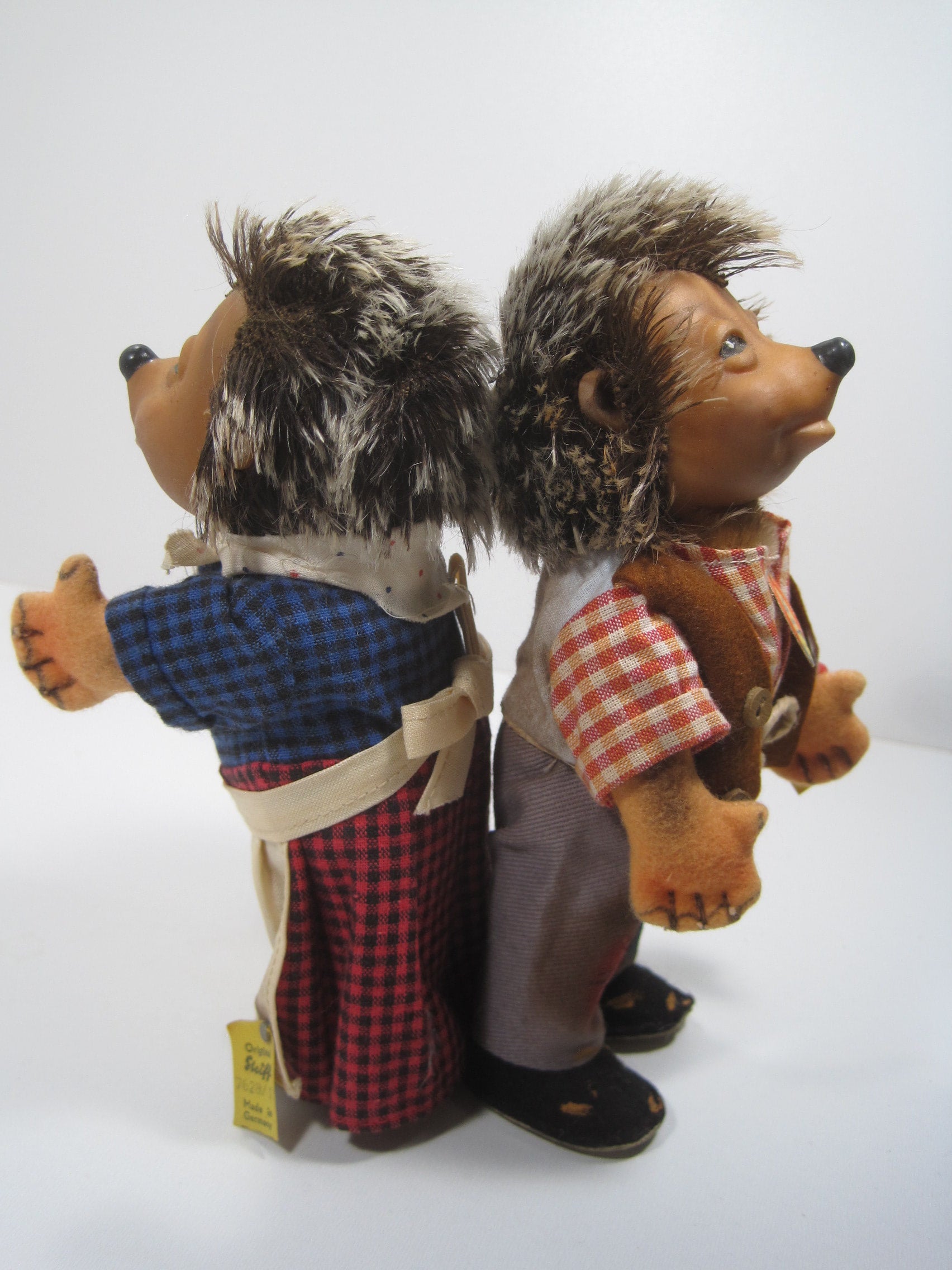 Steiff Medium Mecki And Micki Hedgehog Doll Couple With All IDs