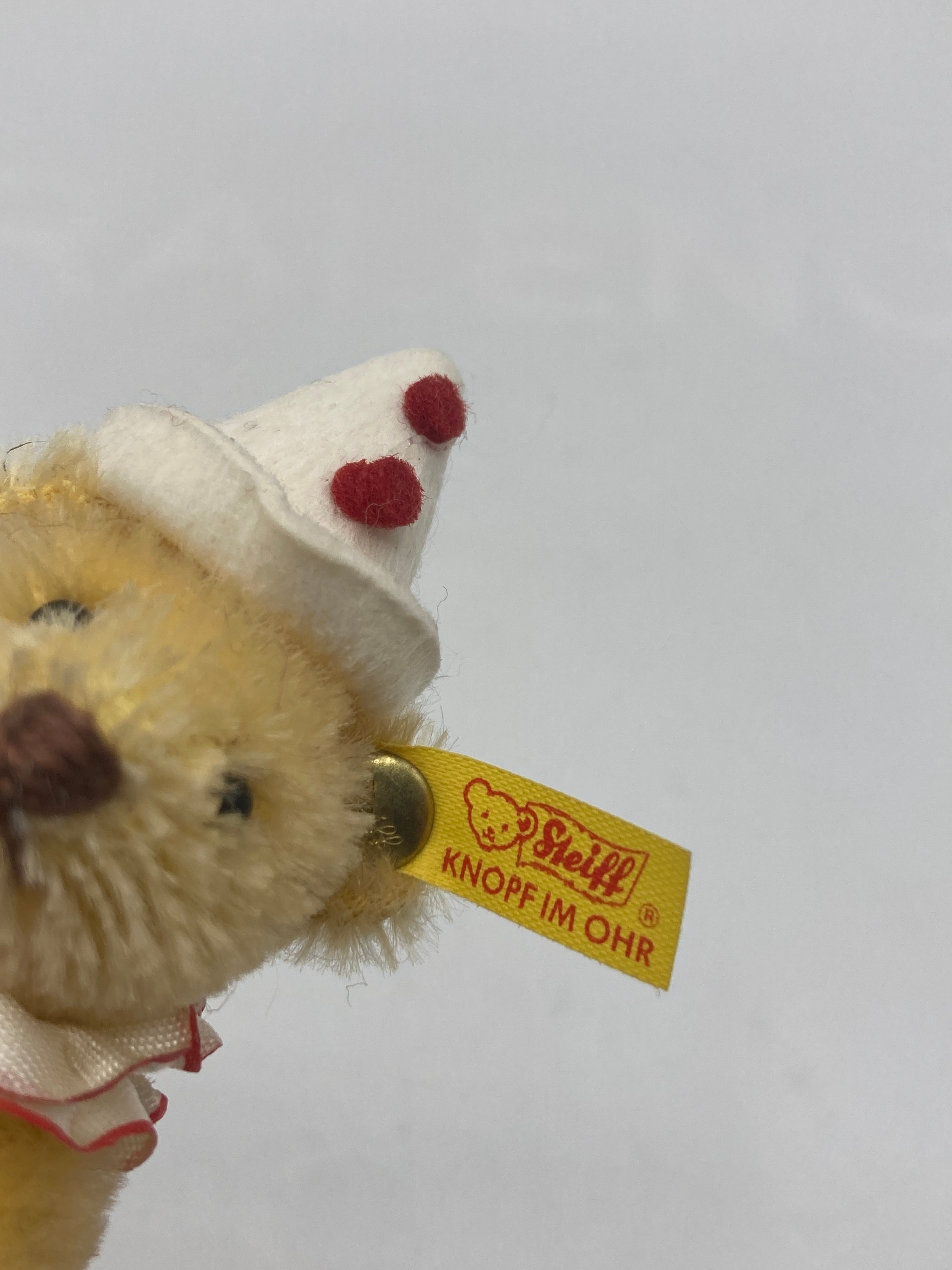 Steiff Remarkably Tiny Gold Mohair Teddy Clown Bear With All IDs