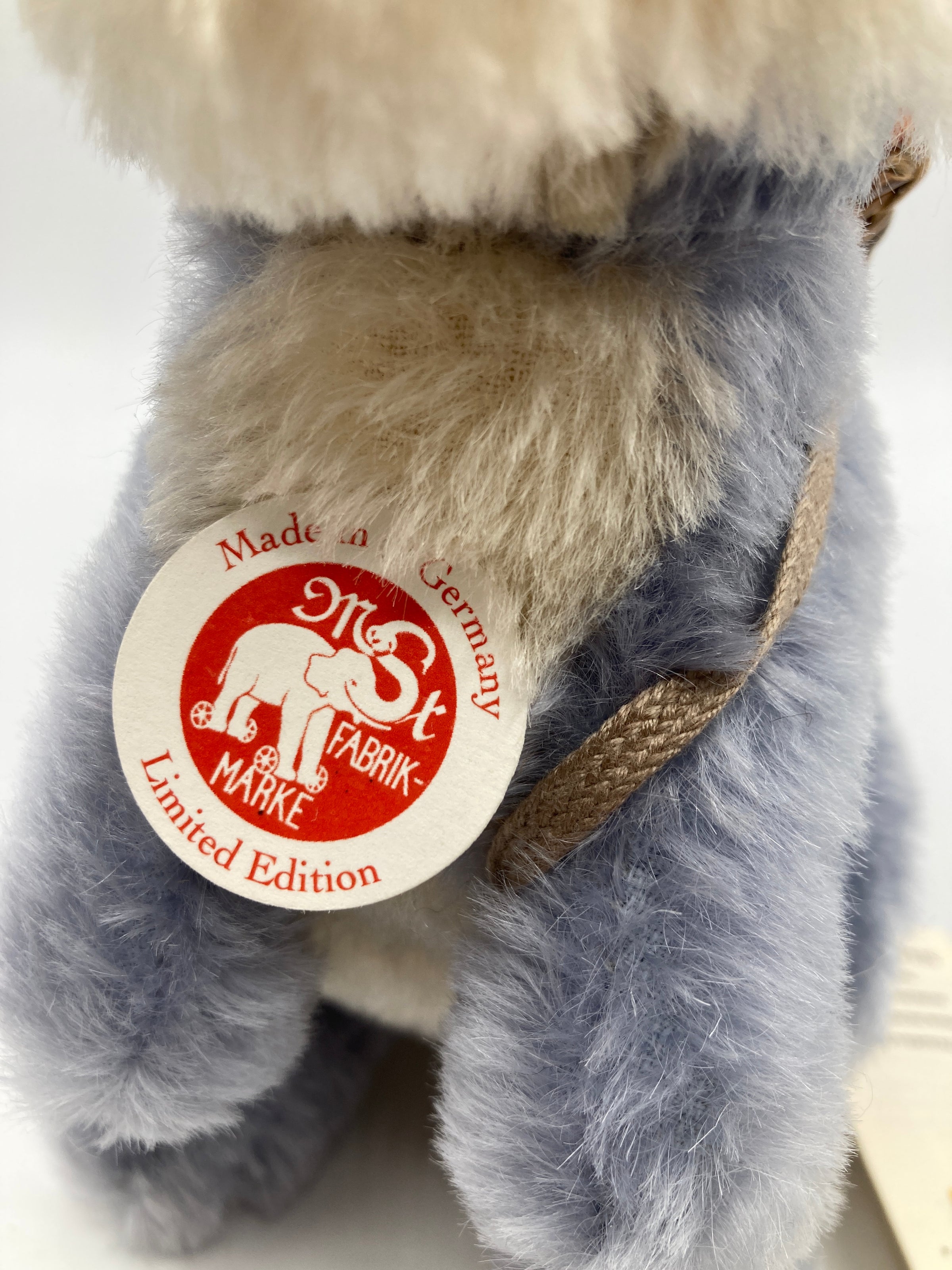 Steiff Blue Mohair Mr. Hopkins Rabbit With Basket and Carrots and