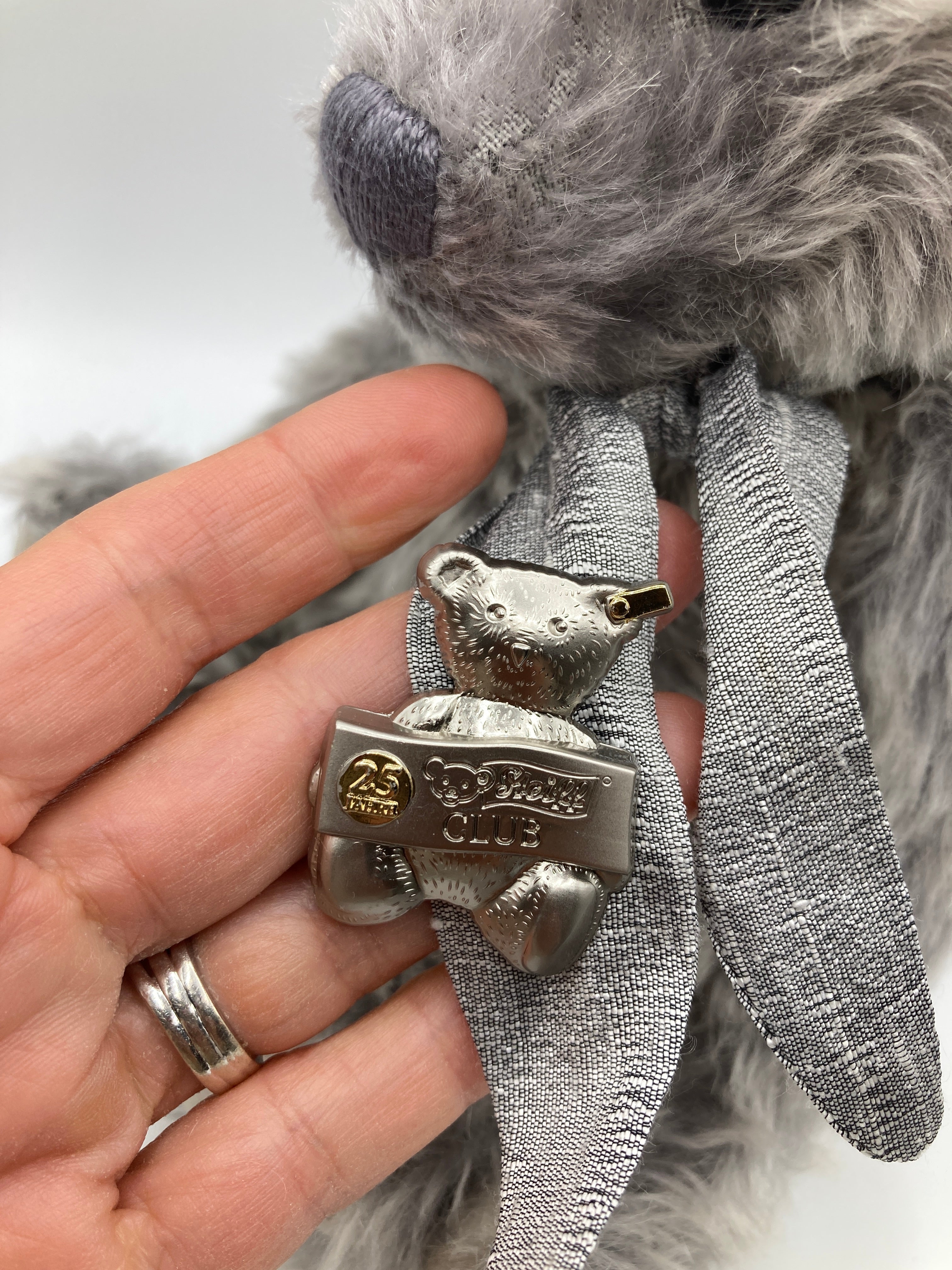 Steiff Club Limited Edition Grey Mohair Teddy Bear With All IDs