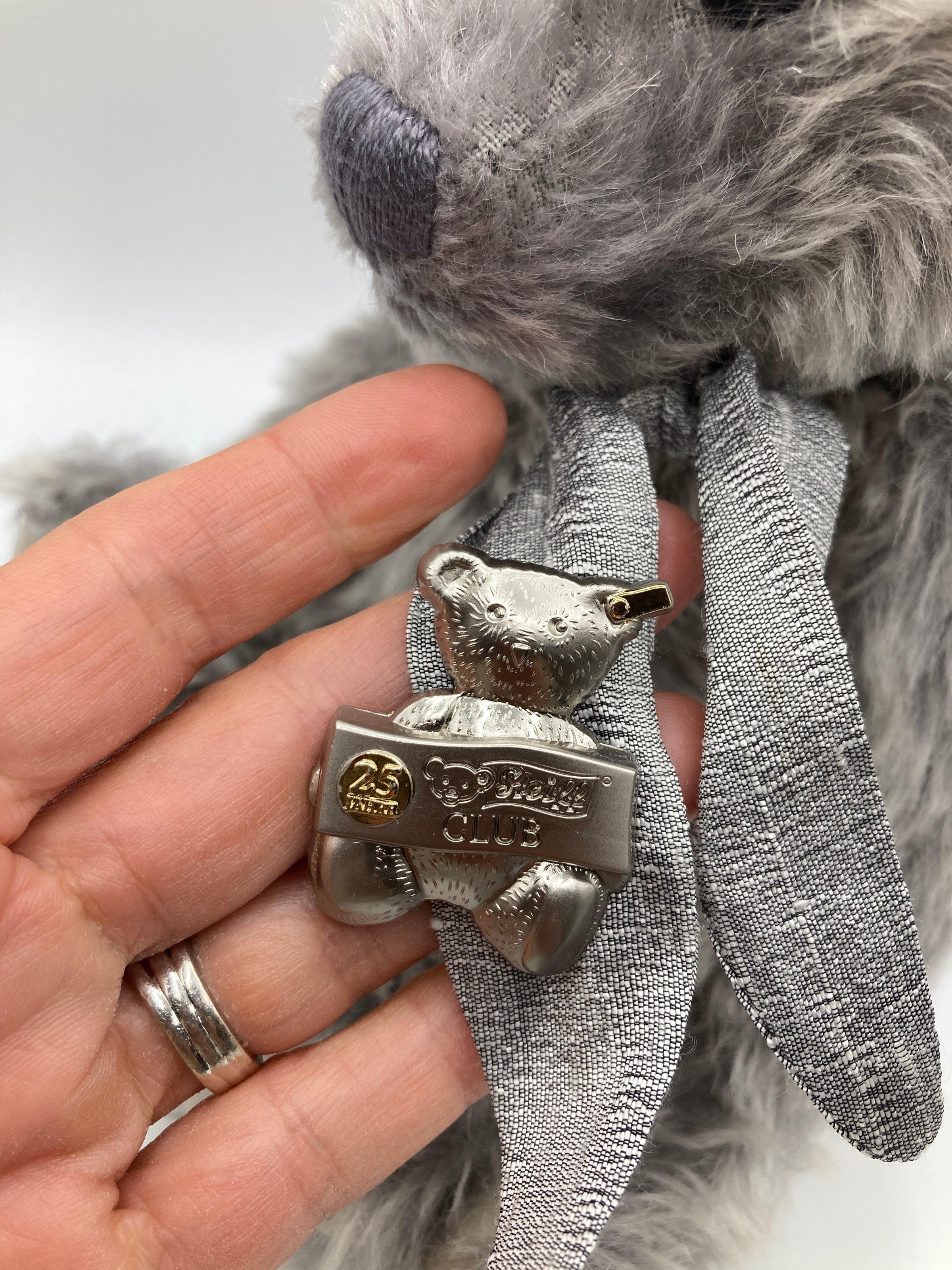 Steiff Club Limited Edition Grey Mohair Teddy Bear With All IDs