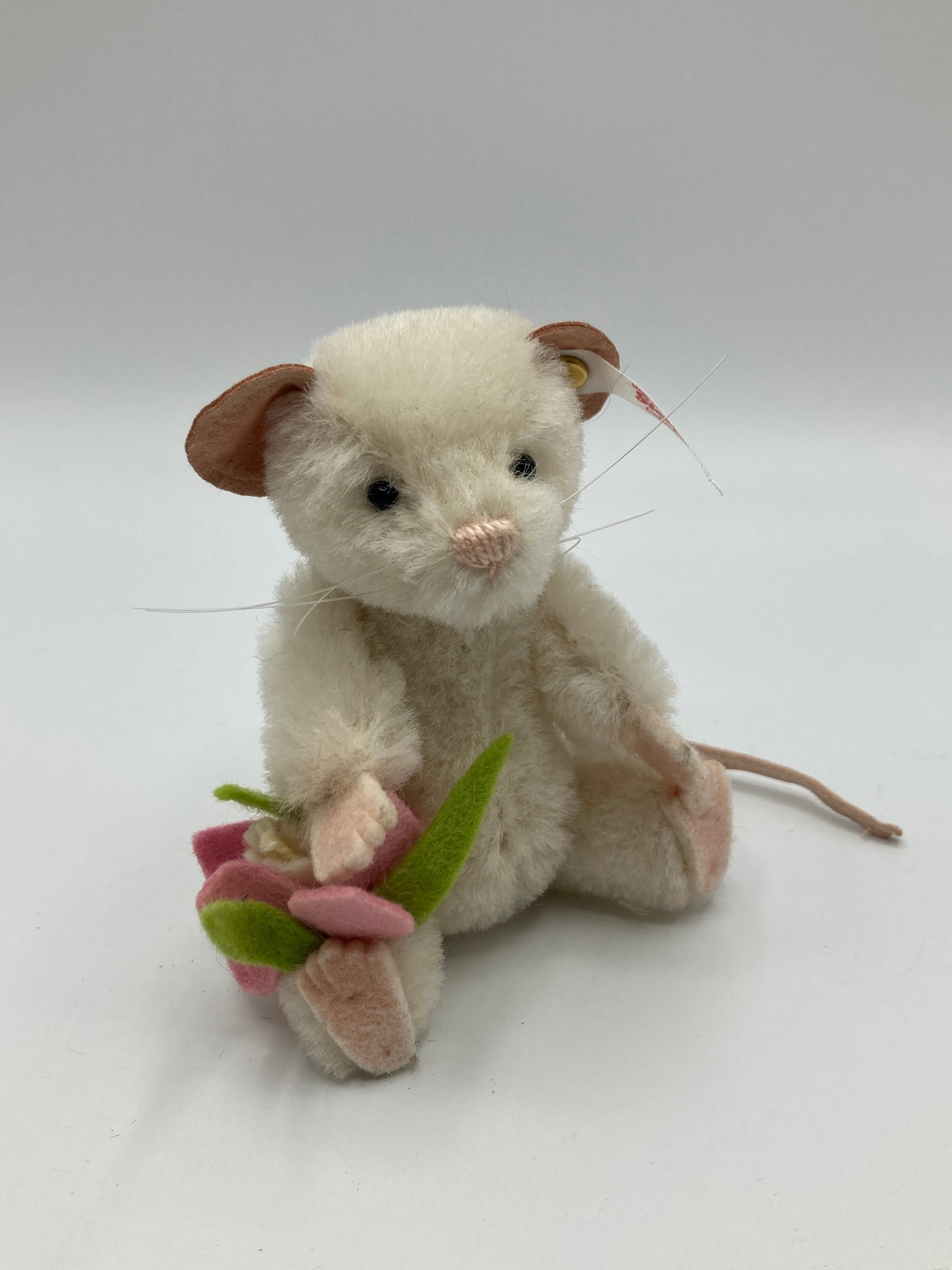 Steiff White Alpaca Lizzy Mouse with Flowers Limited Edition With