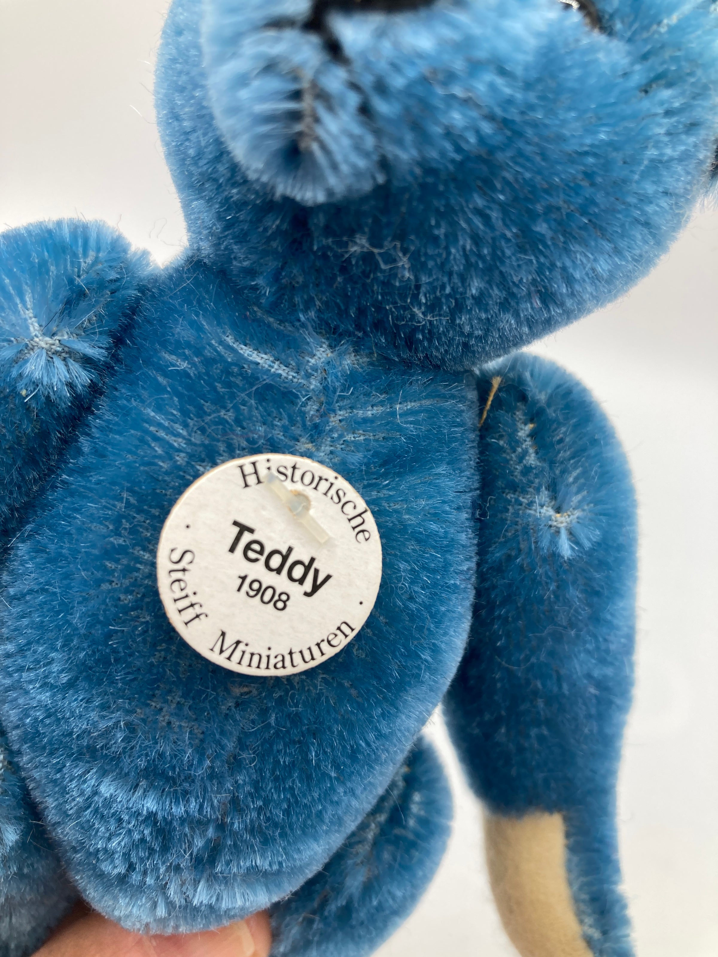 Steiff Teddy Bear 1908 ミニチュア ブルー　エリオット Steiff Smaller Blue Mohair Elliot Teddy Bear Replica With All IDs