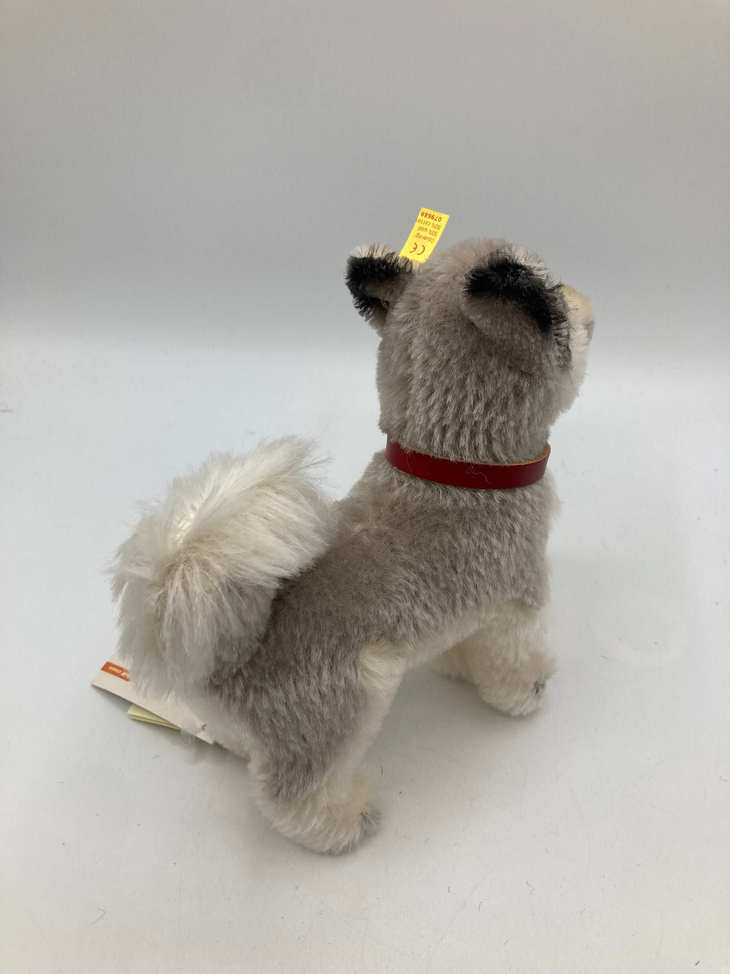 Steiff Mohair White and Grey Whitey Husky Dog with All IDs | My Site