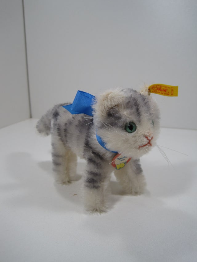 ビンテージ　シュタイフ　Tabby キャット 猫 プラスティックアイ アンティーク シュタイフ ネコ Steiff Tabby 14cm