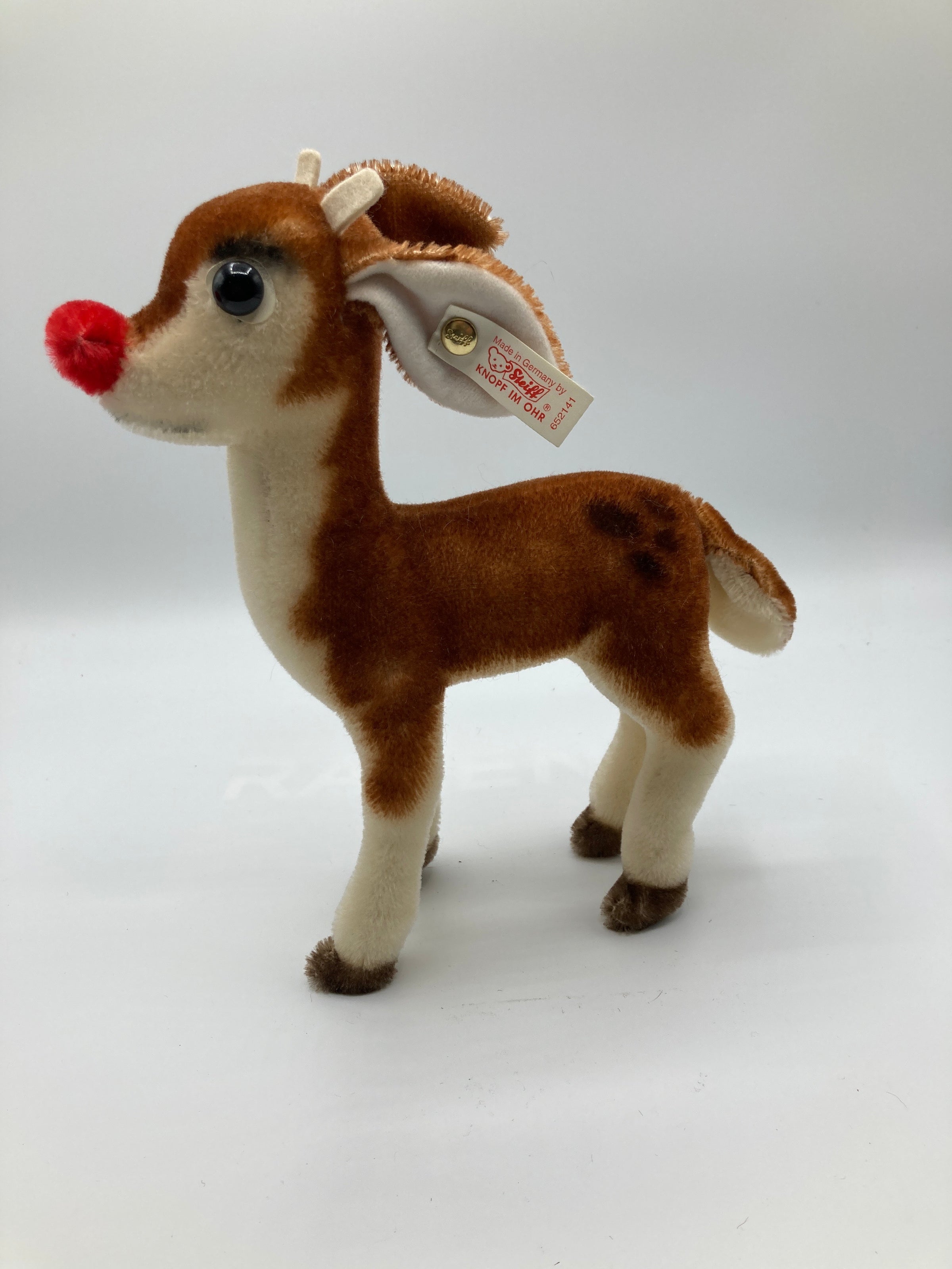 Steiff Mohair Rudolph The Red Nosed Reindeer With All IDs For FAO
