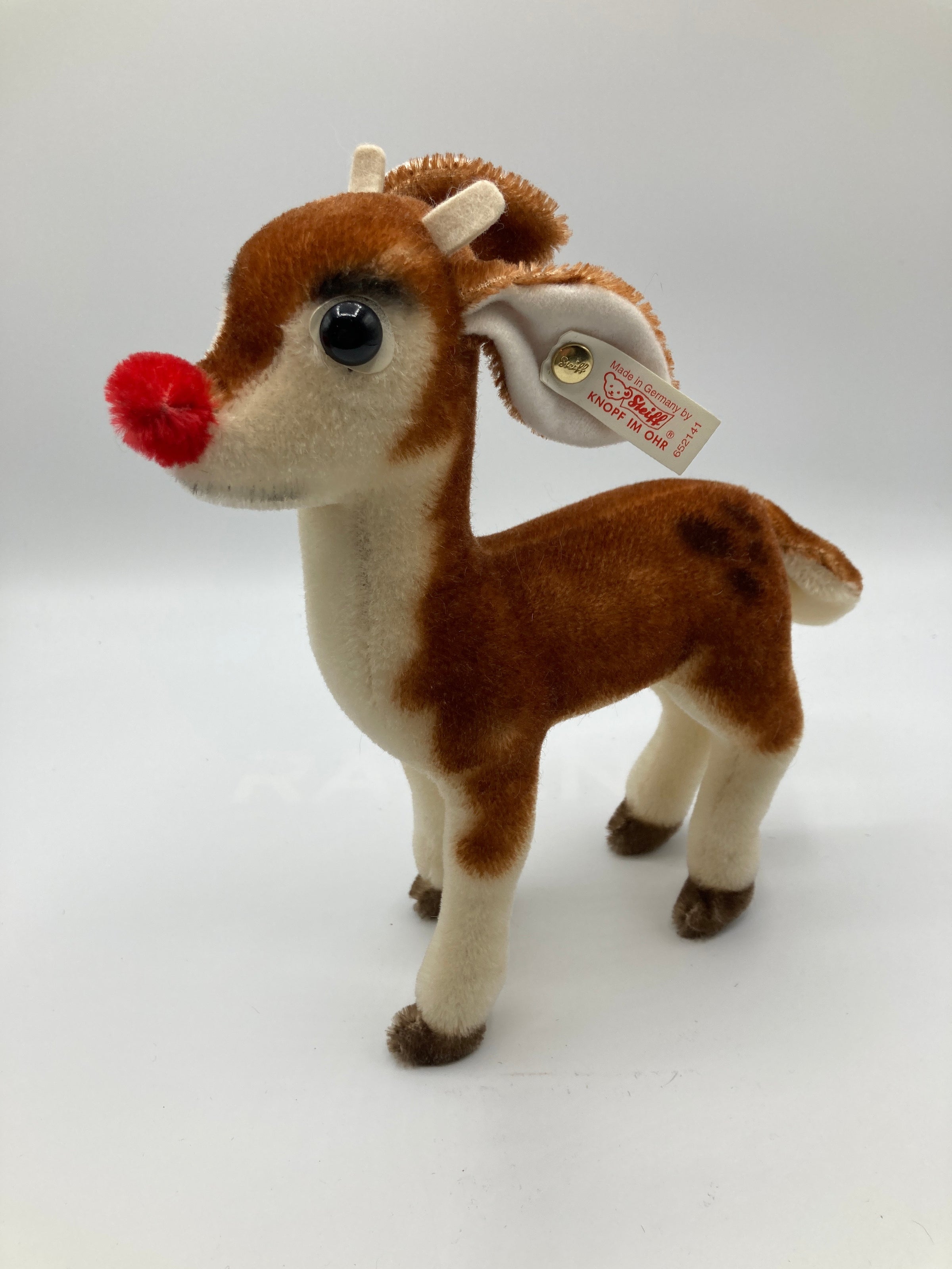 Steiff Mohair Rudolph The Red Nosed Reindeer With All IDs For FAO