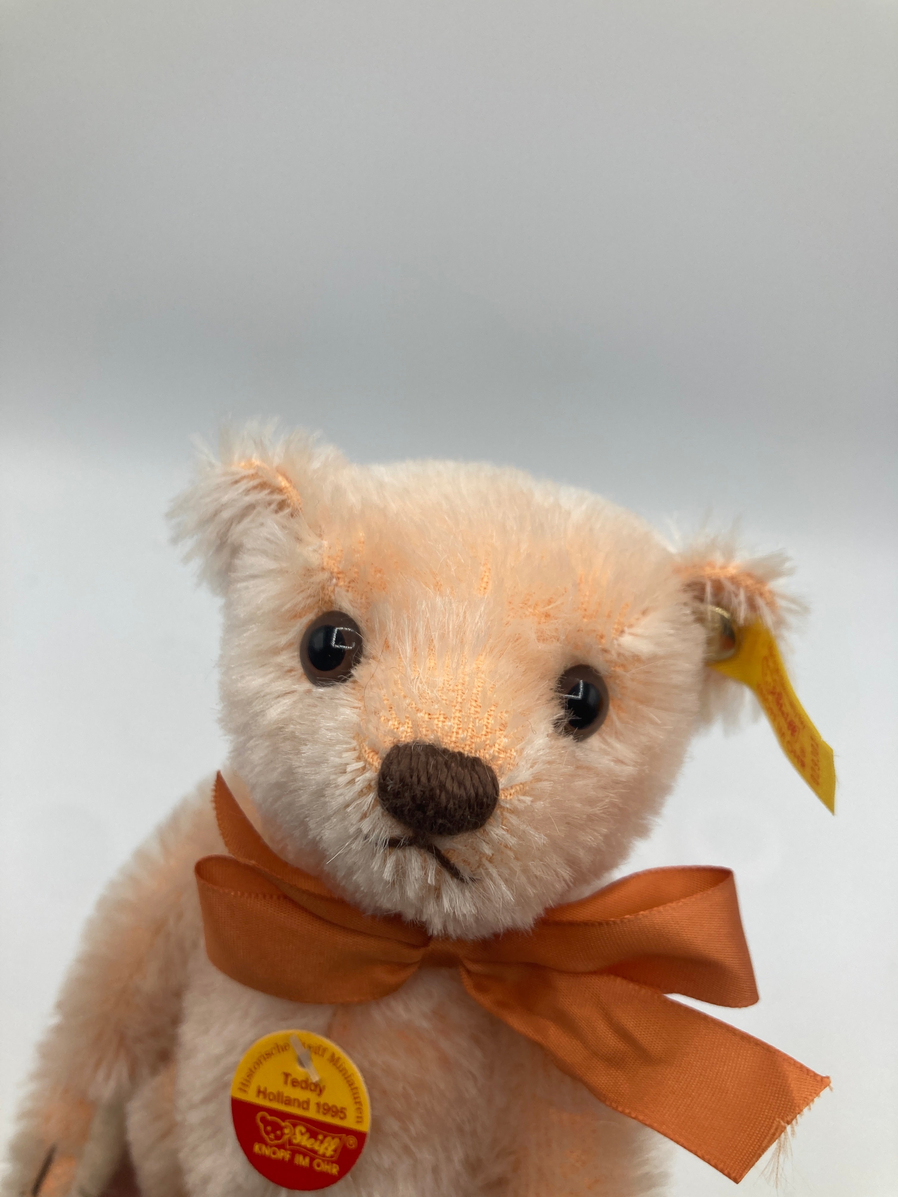 Steiff Pink Salmon Mohair Replica 1995 Holland Teddy Bear With All