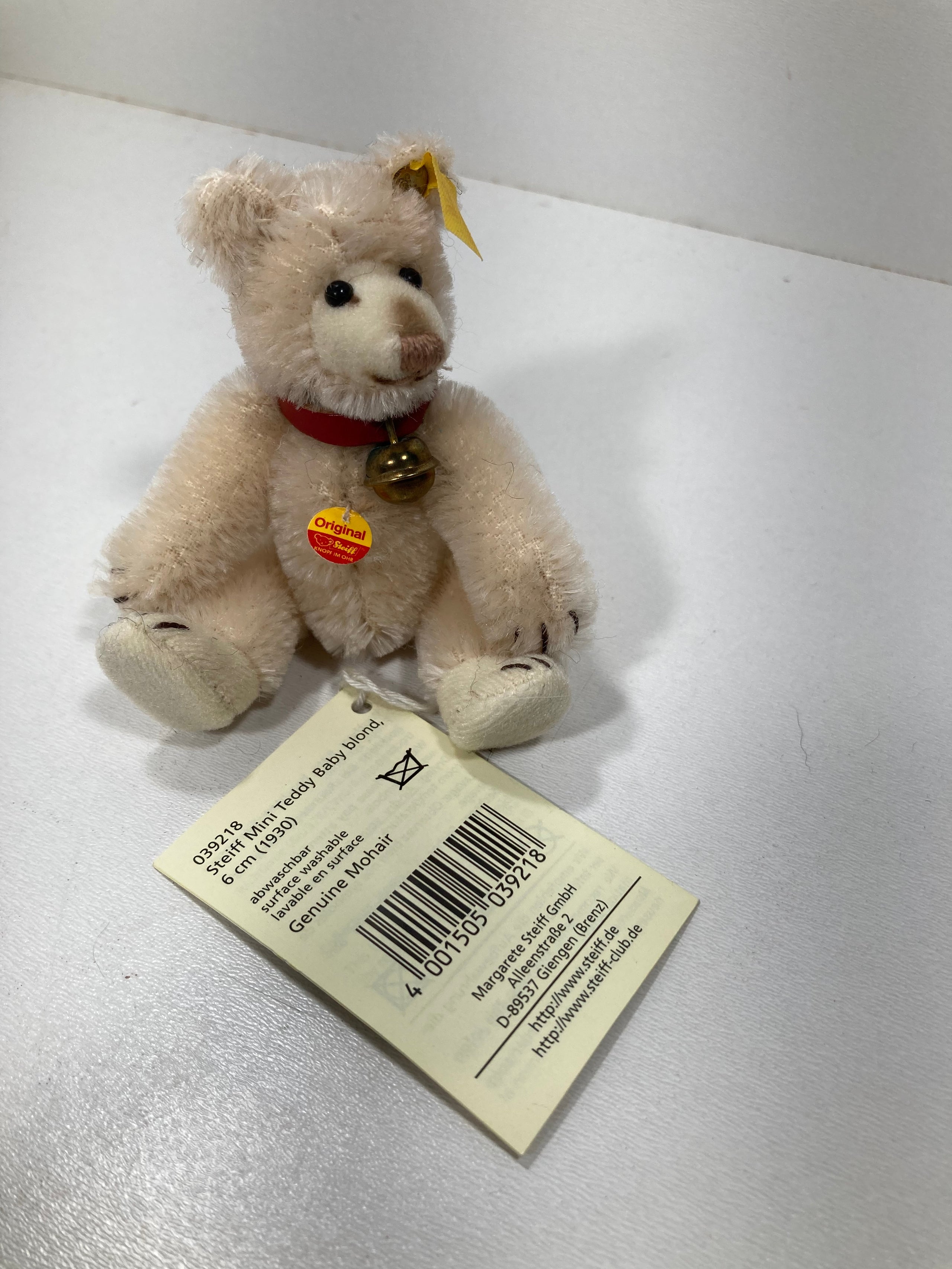 Steiff Mini Light Blonde Mohair Teddy Baby Replica With All IDs 