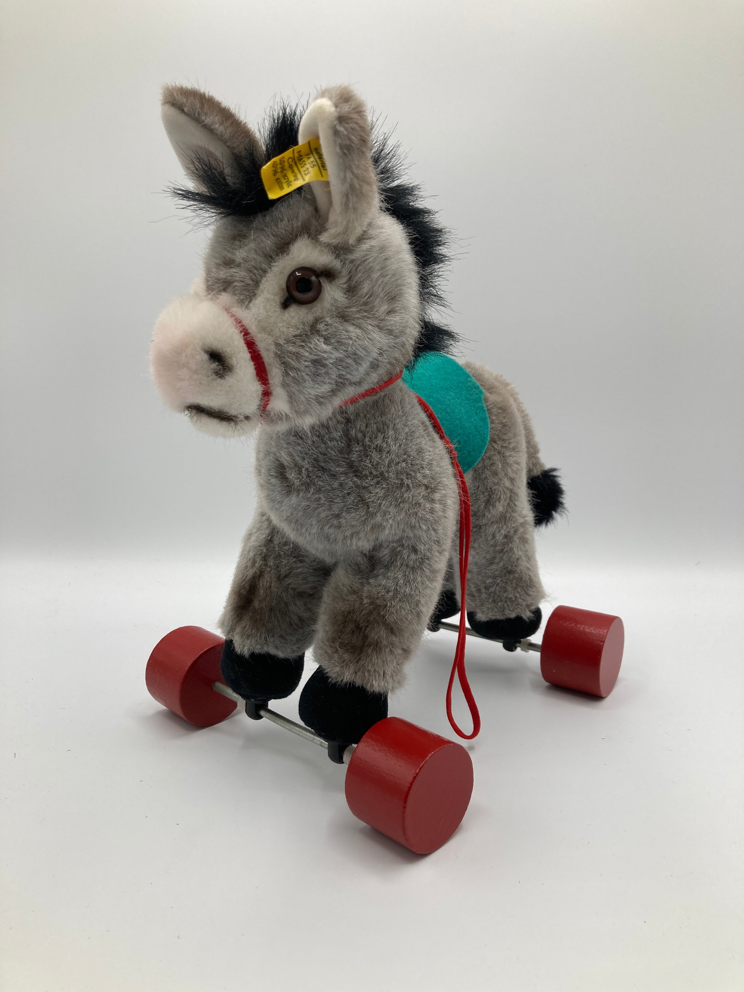 Steiff Soft Plush Pull Toy Donkey On Wheels With IDs My Site